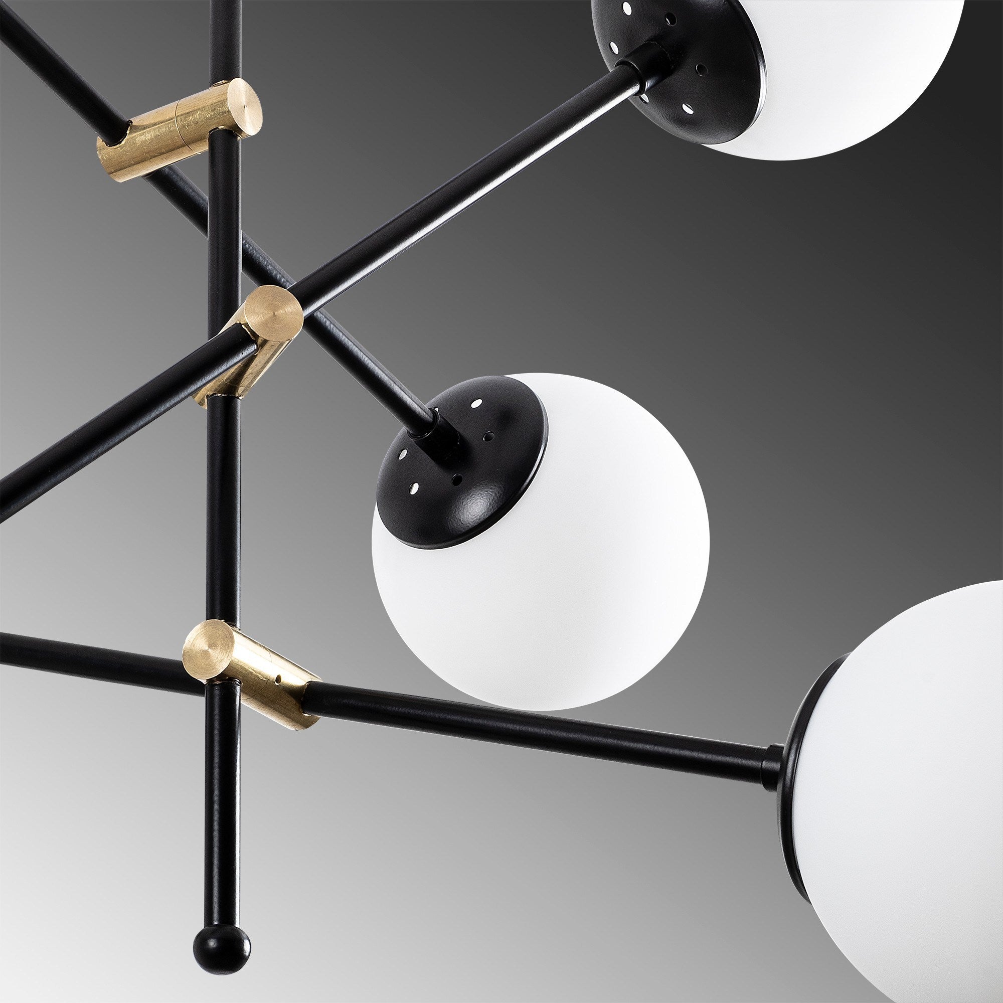 Candeeiro de Teto Industrial Escandinavo, Corpo em Metal Preto, 82 cm de Diâmetro, 76 cm de Altura, 6 x E27 Máx. 40 W, Elegante Tampa de Vidro | Perfeito para Espaços Modernos