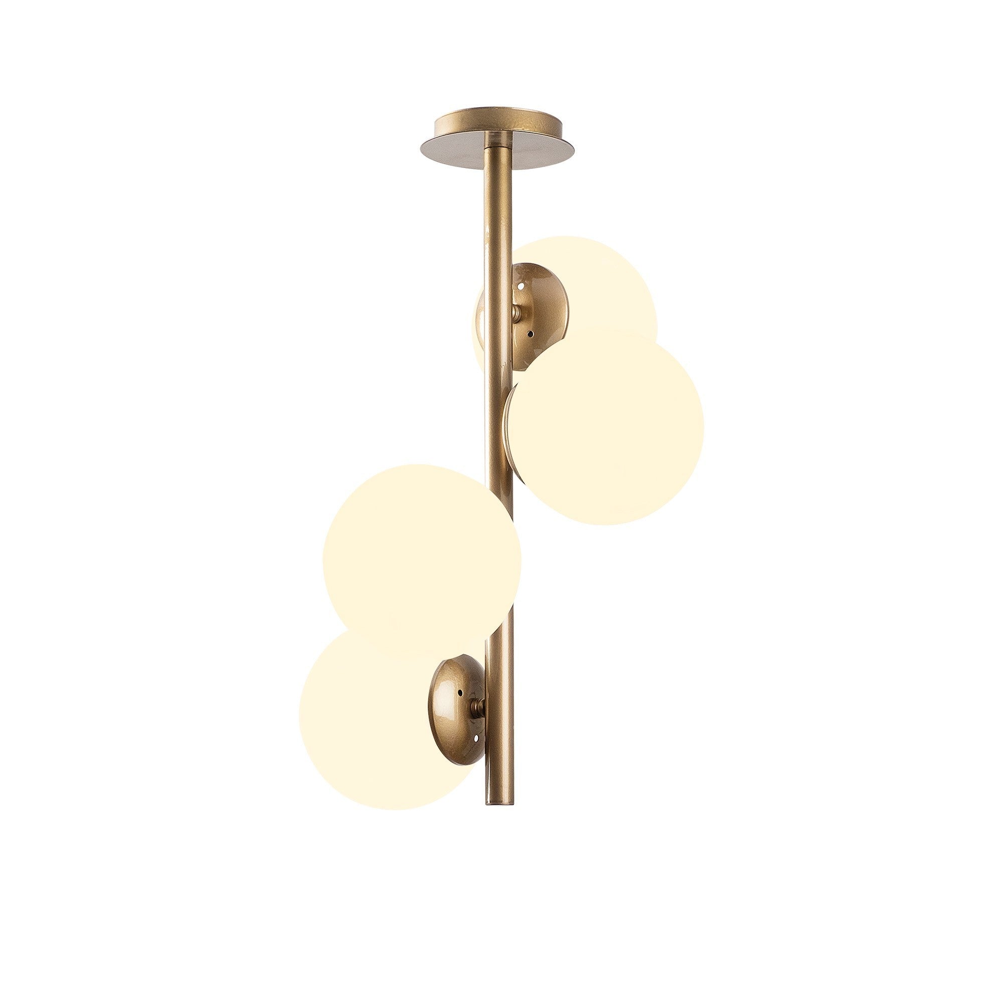 Candeeiro de Teto escandinavo Glam, corpo de metal dourado, 32 cm de diâmetro, 53 cm de altura, ajustável, 4 x E27 máx. 40 W, iluminação elegante para espaços modernos