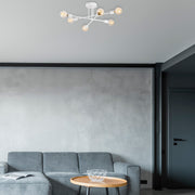 Candeeiro de Teto Branco Elegante, Corpo em Metal, 64 x 64 cm, Altura: 30 cm, 6 x E27 máx. 40 W, IP20 | Iluminação Moderna para Casa e Escritório, Design Elegante e Funcional