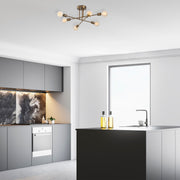 Lustre Vintage Elegante, Corpo em Metal, 64 x 64 cm, Altura: 30 cm | 6 x E27 Máx. 40 W | Design Glamouroso em Cor Sólida para Espaços Modernos