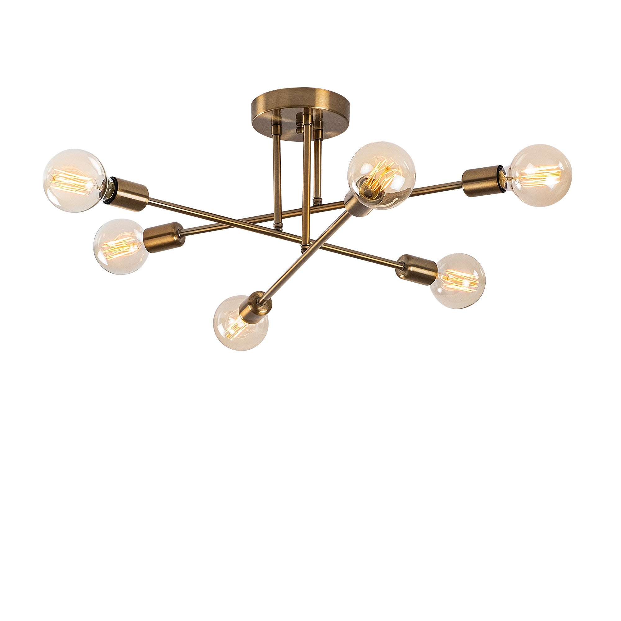 Lustre Vintage Elegante, Corpo em Metal, 64 x 64 cm, Altura: 30 cm | 6 x E27 Máx. 40 W | Design Glamouroso em Cor Sólida para Espaços Modernos