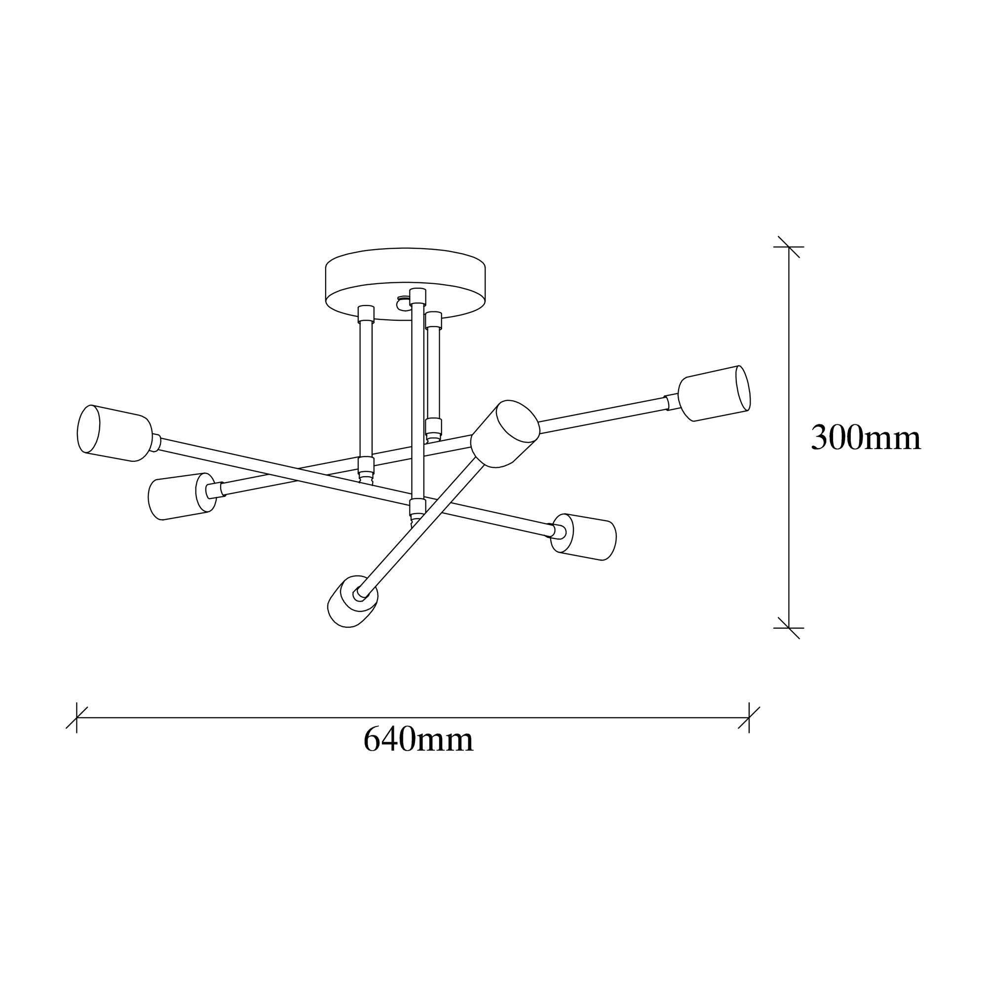Lustre Vintage Elegante, Corpo em Metal, 64 x 64 cm, Altura: 30 cm | 6 x E27 Máx. 40 W | Design Glamouroso em Cor Sólida para Espaços Modernos