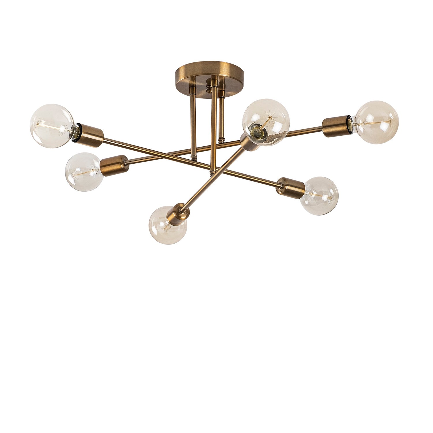 Lustre Vintage Elegante, Corpo em Metal, 64 x 64 cm, Altura: 30 cm | 6 x E27 Máx. 40 W | Design Glamouroso em Cor Sólida para Espaços Modernos