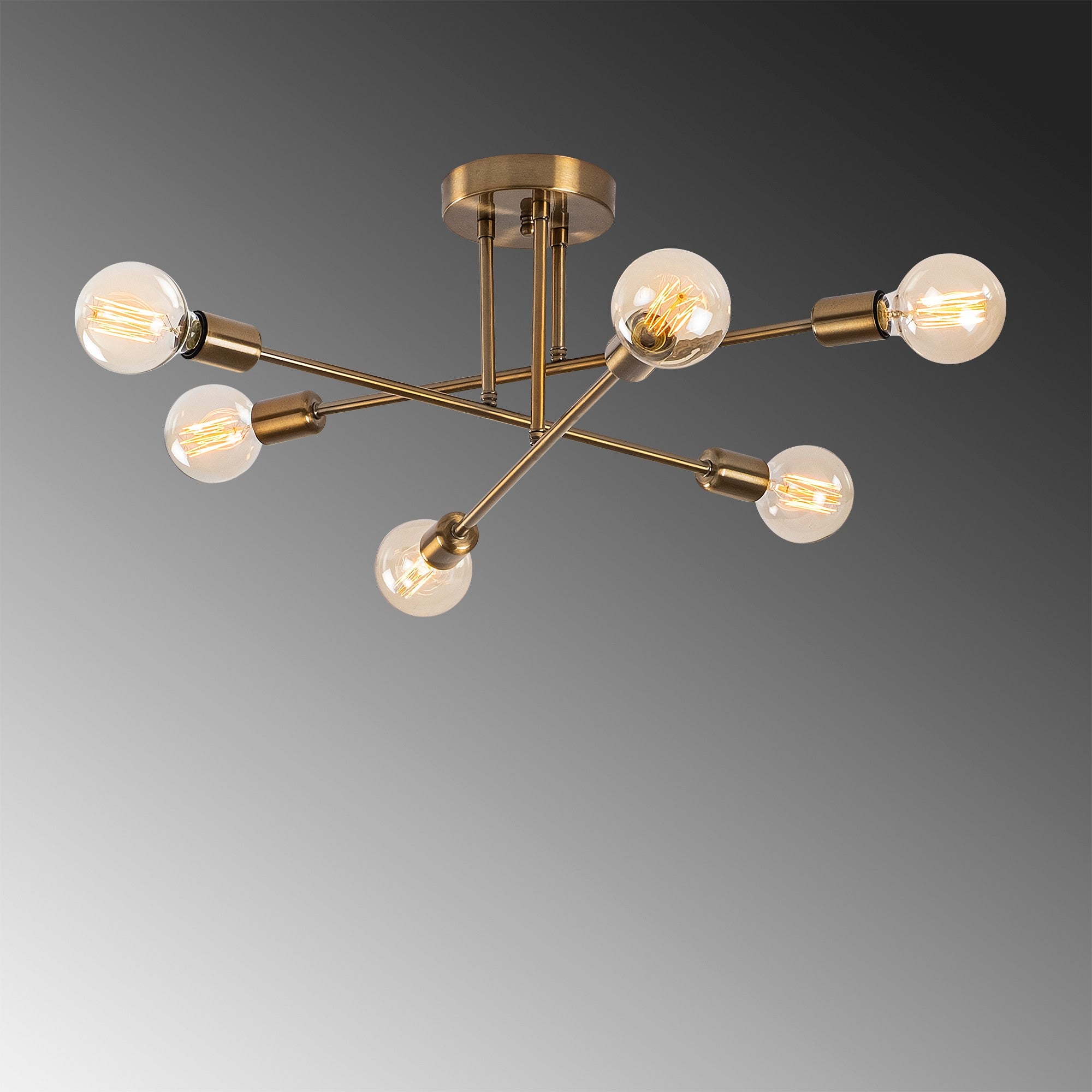 Lustre Vintage Elegante, Corpo em Metal, 64 x 64 cm, Altura: 30 cm | 6 x E27 Máx. 40 W | Design Glamouroso em Cor Sólida para Espaços Modernos