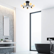 Candeeiro de Teto Industrial Escandinavo, Corpo em Metal Preto, 90 cm de Diâmetro, 35 cm de Altura | 7 x E27 Máx. 40 W | Iluminação Elegante para Espaços Modernos