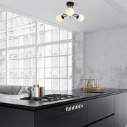 Candeeiro de Teto Industrial Escandinavo, Corpo em Metal Preto, 48 cm de Diâmetro, 34 cm de Altura | 3 x E27 Máx. 40 W | Iluminação Elegante para Espaços Modernos