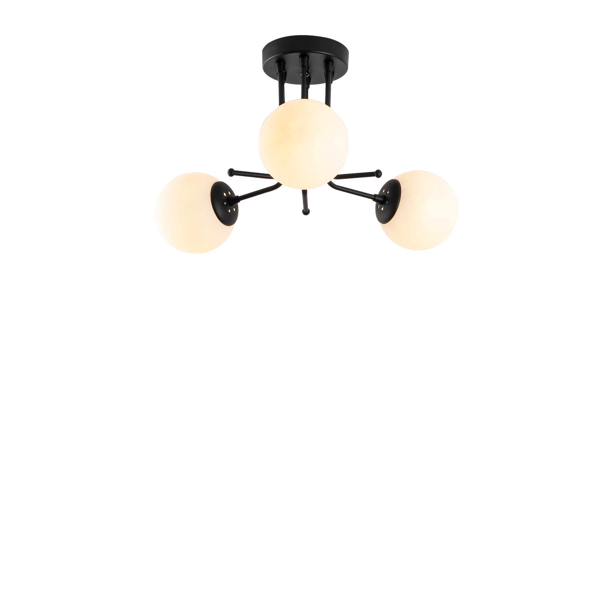 Candeeiro de Teto Industrial Escandinavo, Corpo em Metal Preto, 48 cm de Diâmetro, 34 cm de Altura | 3 x E27 Máx. 40 W | Iluminação Elegante para Espaços Modernos