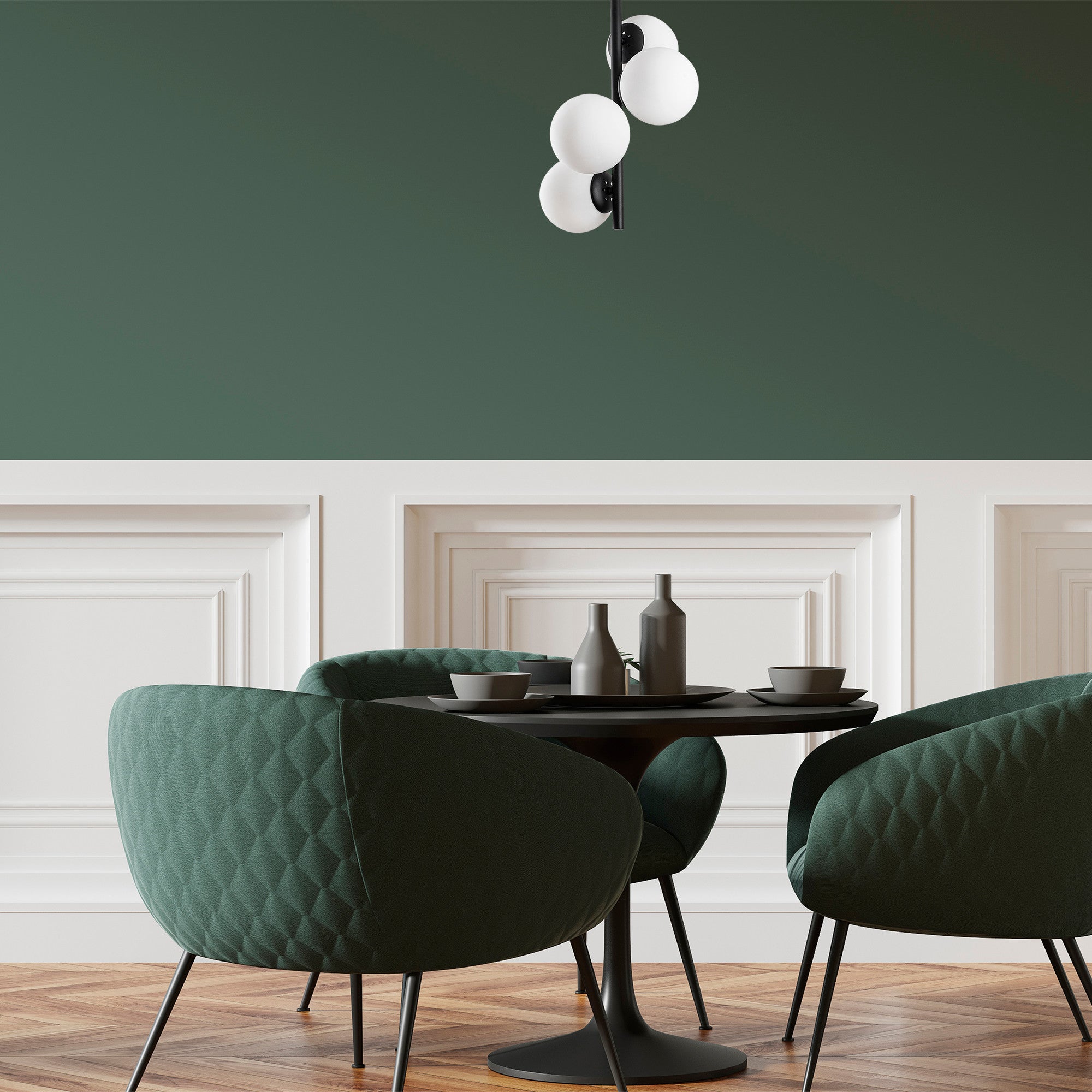 Candeeiro de Teto Industrial Escandinavo, Corpo em Metal Preto, 32 x 32 cm, Altura 53 cm, 4 x E27 máx. 40 W | Iluminação Elegante para Espaços Modernos, Classificação IP20