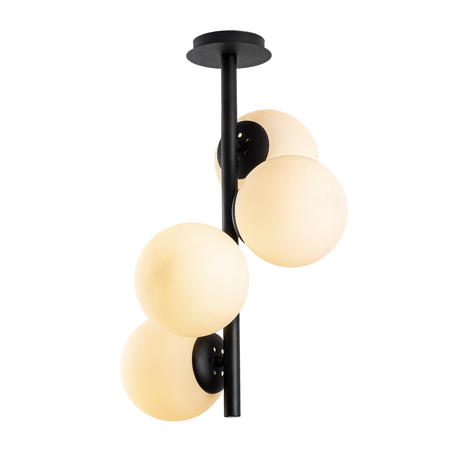 Candeeiro de Teto Industrial Escandinavo, Corpo em Metal Preto, 32 x 32 cm, Altura 53 cm, 4 x E27 máx. 40 W | Iluminação Elegante para Espaços Modernos, Classificação IP20