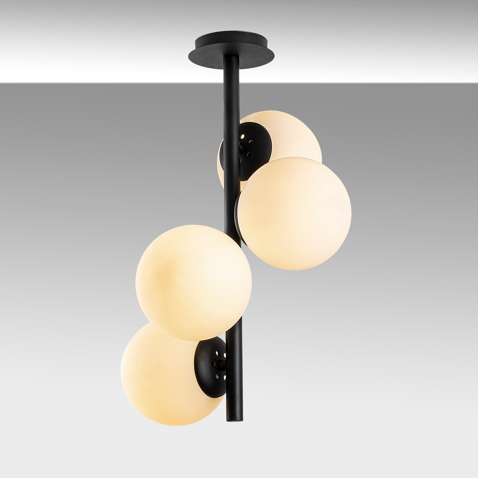 Candeeiro de Teto Industrial Escandinavo, Corpo em Metal Preto, 32 x 32 cm, Altura 53 cm, 4 x E27 máx. 40 W | Iluminação Elegante para Espaços Modernos, Classificação IP20