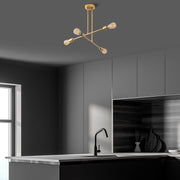 Candeeiro de Teto Dourado Elegante, 70 cm de Diâmetro, Altura Ajustável, Corpo em Metal, 4 x E27 máx. 40 W | Design Glamouroso para Espaços Modernos | Classificação IP20