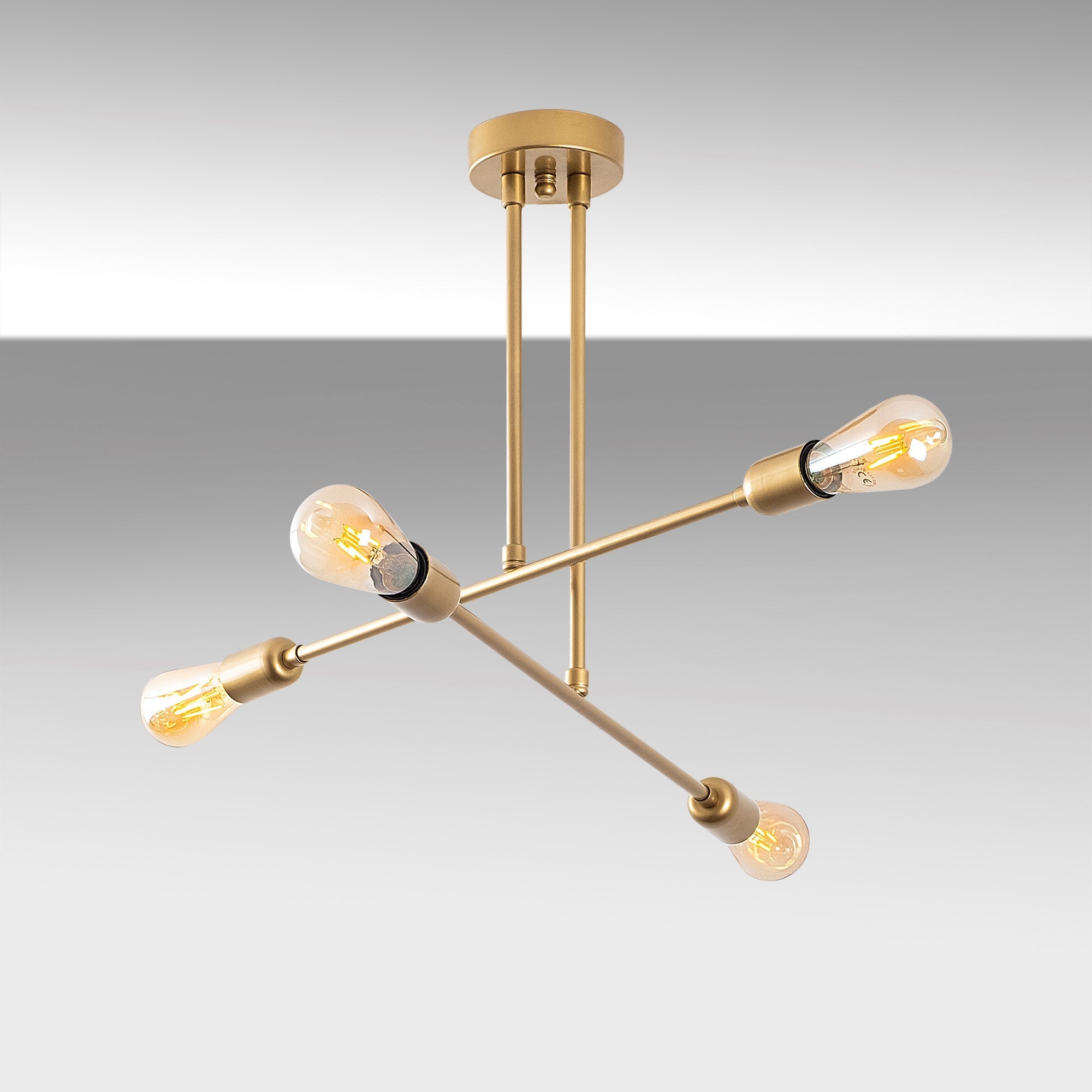 Candeeiro de Teto Dourado Elegante, 70 cm de Diâmetro, Altura Ajustável, Corpo em Metal, 4 x E27 máx. 40 W | Design Glamouroso para Espaços Modernos | Classificação IP20