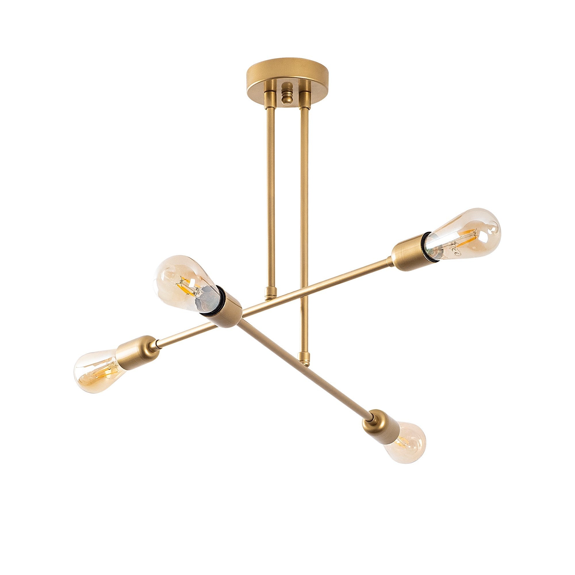 Candeeiro de Teto Dourado Elegante, 70 cm de Diâmetro, Altura Ajustável, Corpo em Metal, 4 x E27 máx. 40 W | Design Glamouroso para Espaços Modernos | Classificação IP20