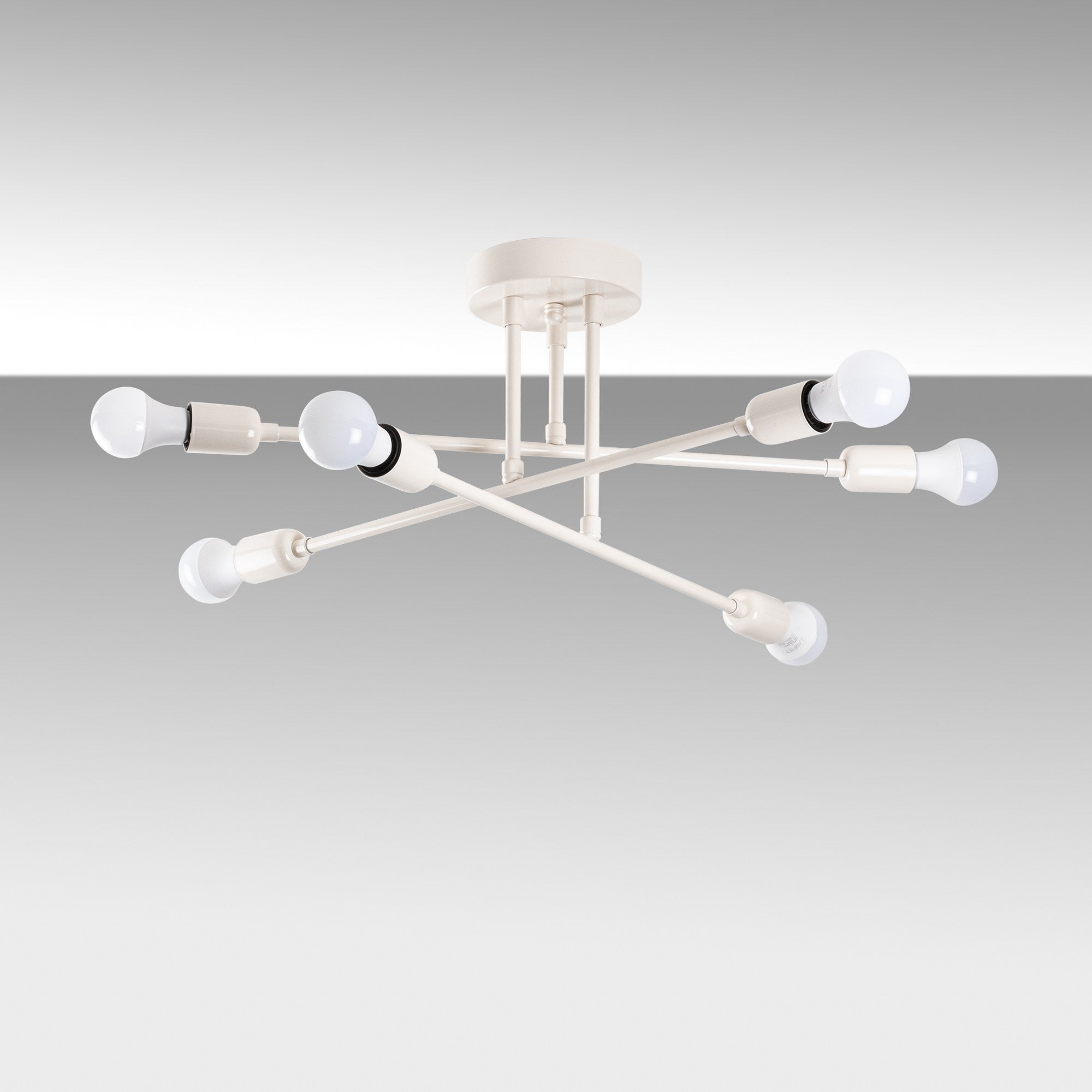 Candeeiro de Teto Elegante em Creme, Corpo em Ferro, 64 x 64 cm, Altura 30 cm, E27 Máx. 40 W, Inclui Instruções de Instalação | Iluminação Elegante para Espaços Modernos