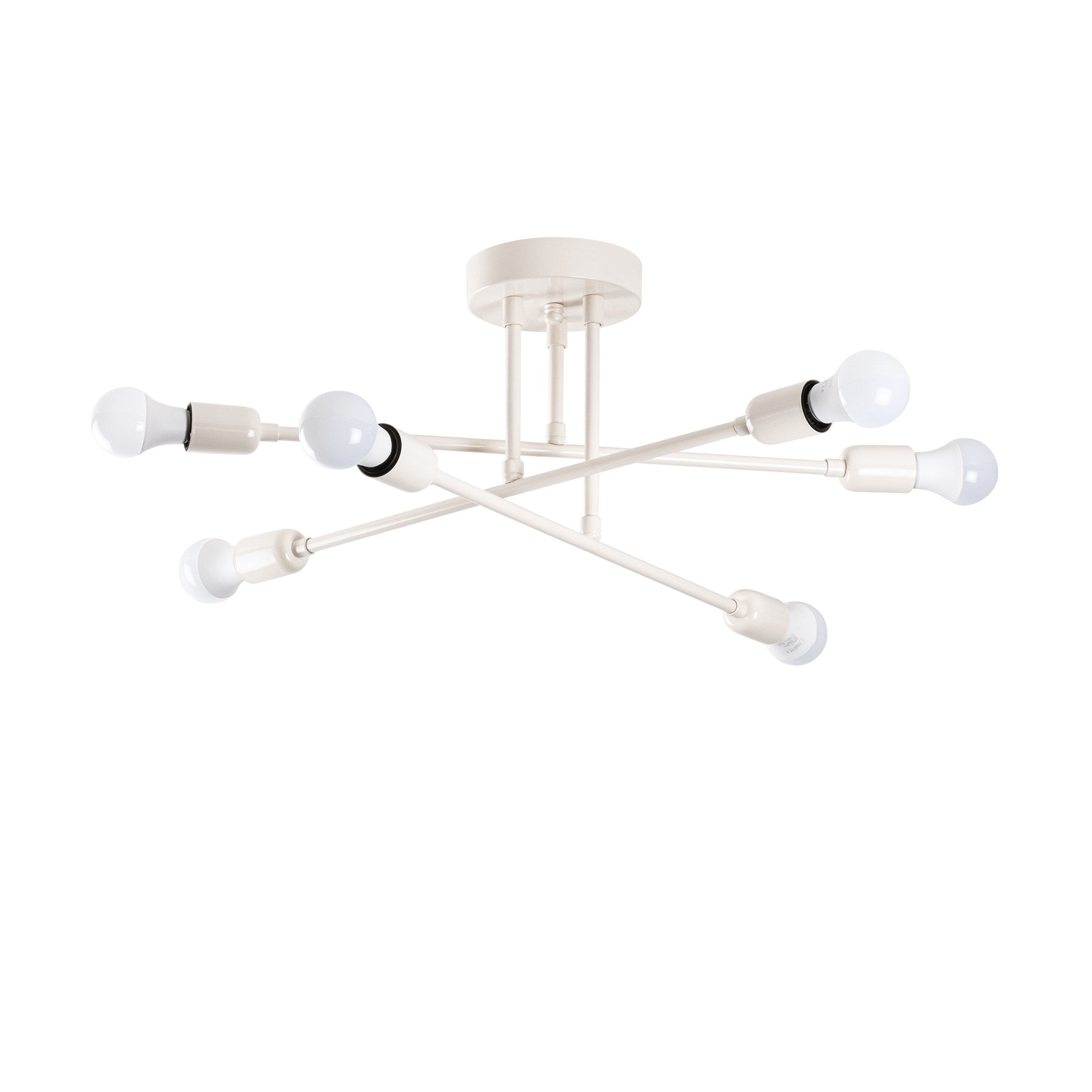 Candeeiro de Teto Elegante em Creme, Corpo em Ferro, 64 x 64 cm, Altura 30 cm, E27 Máx. 40 W, Inclui Instruções de Instalação | Iluminação Elegante para Espaços Modernos