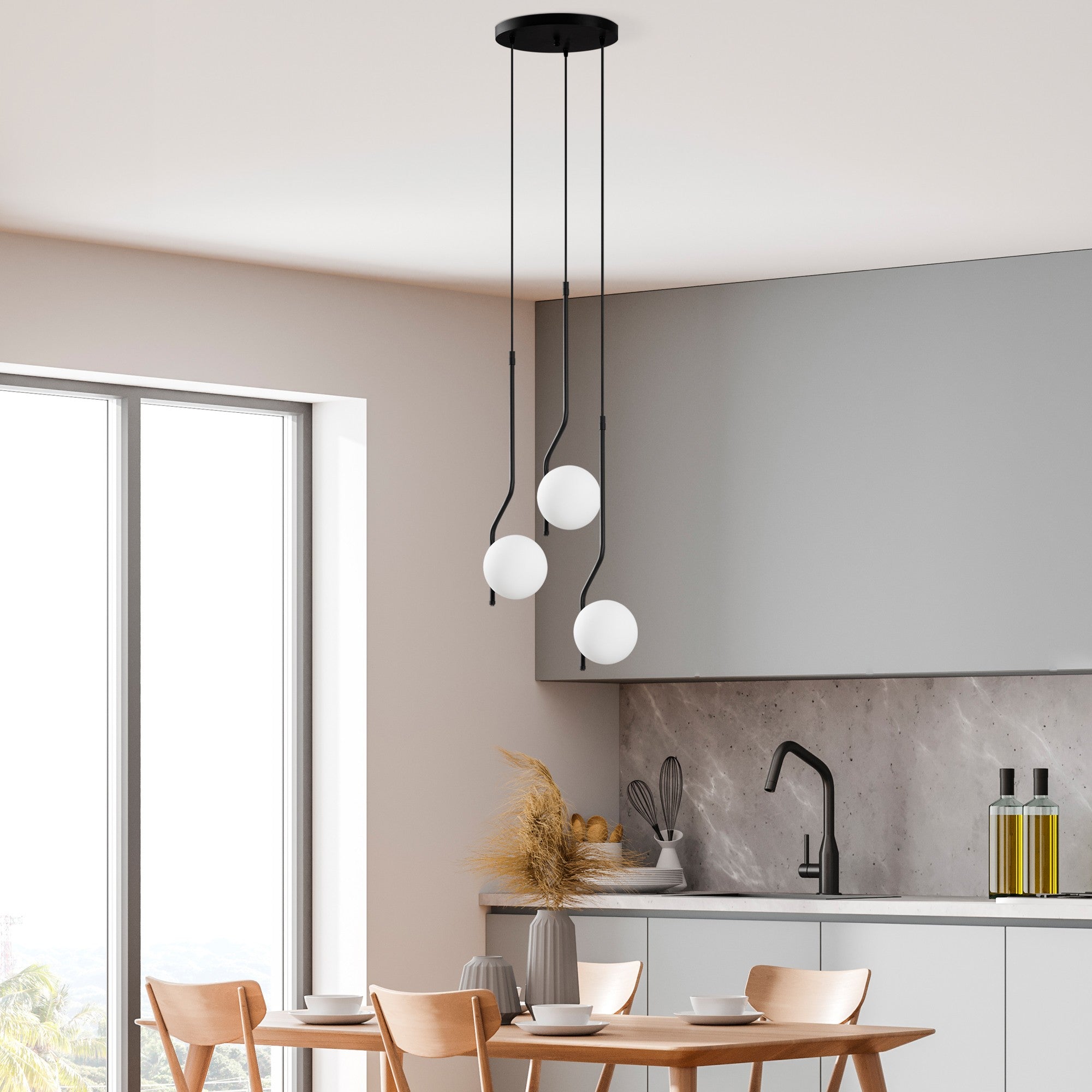 Candeeiro de Teto  - Tulıp - Preto