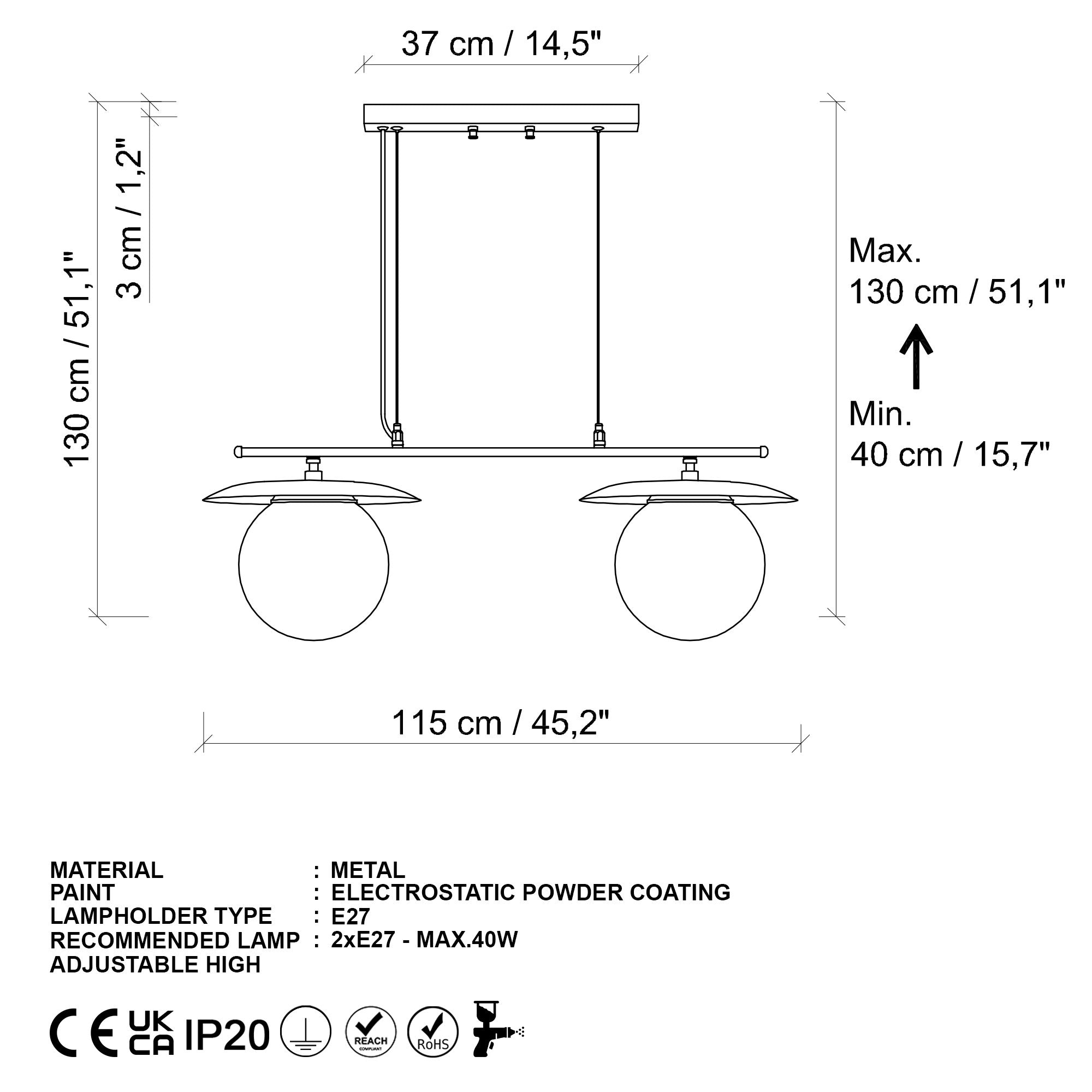 Candeeiro de Teto -Anemon-Preto