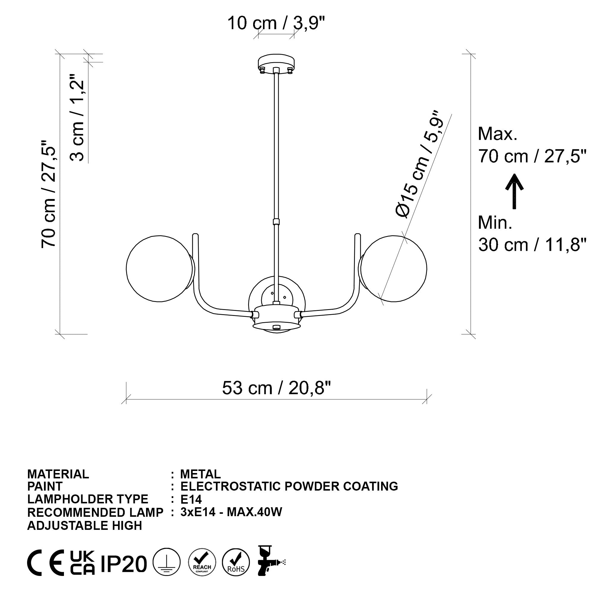 Candeeiro de Teto -Antler-Preto
