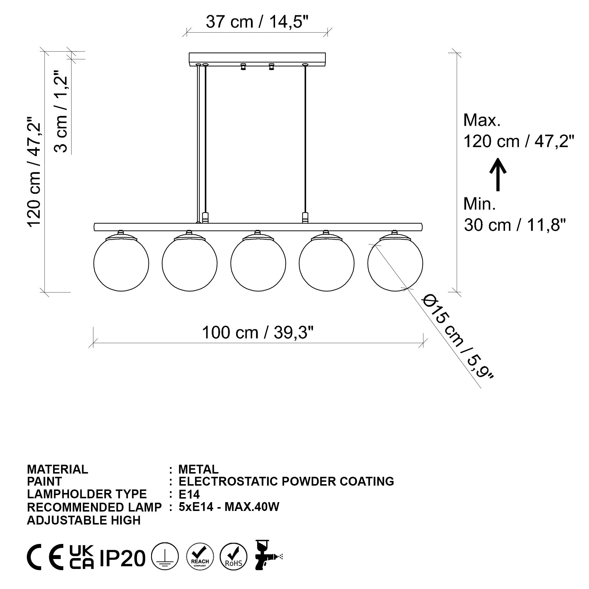 Candeeiro de Teto  - Dual - Preto