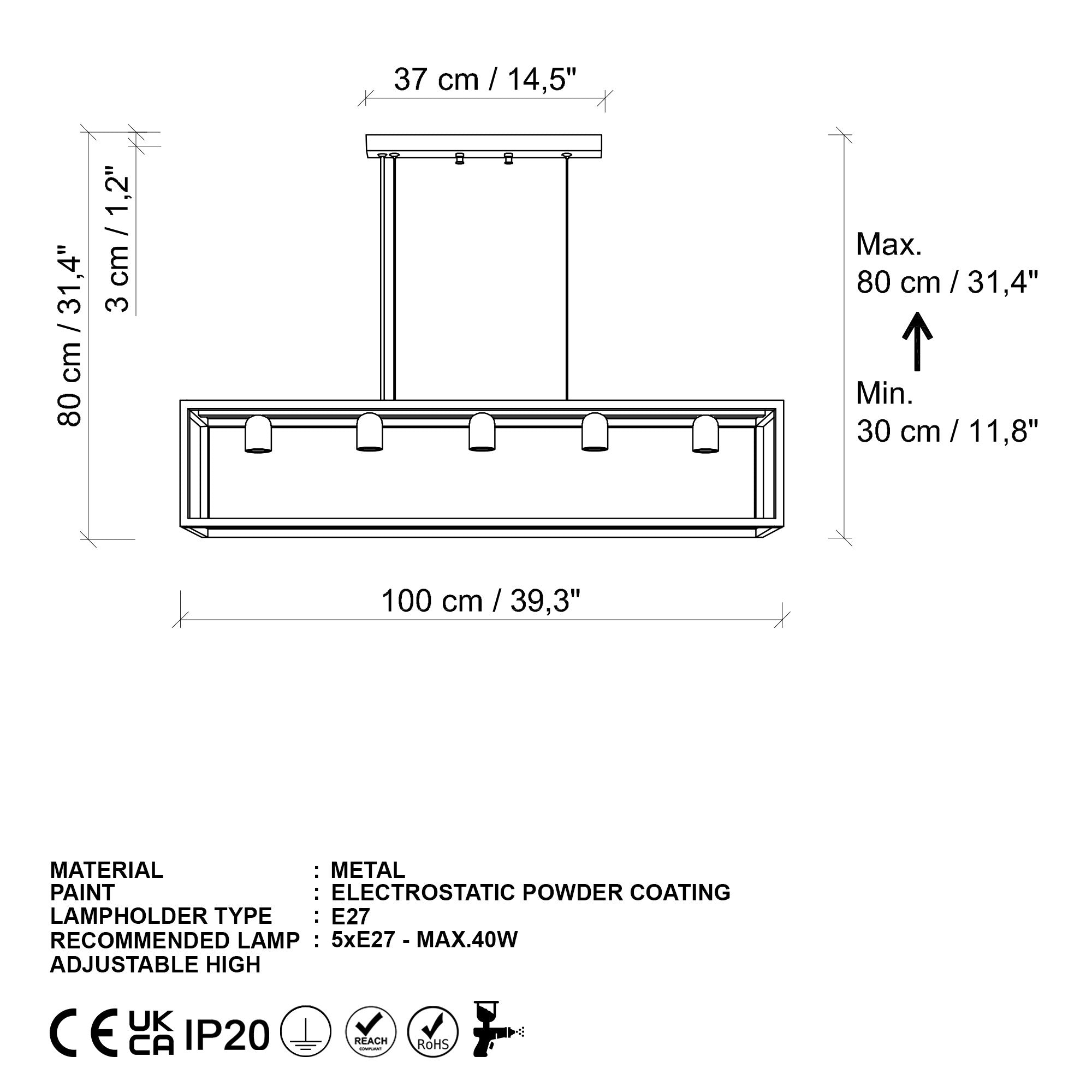 Candeeiro de Teto  - Kafes - Preto