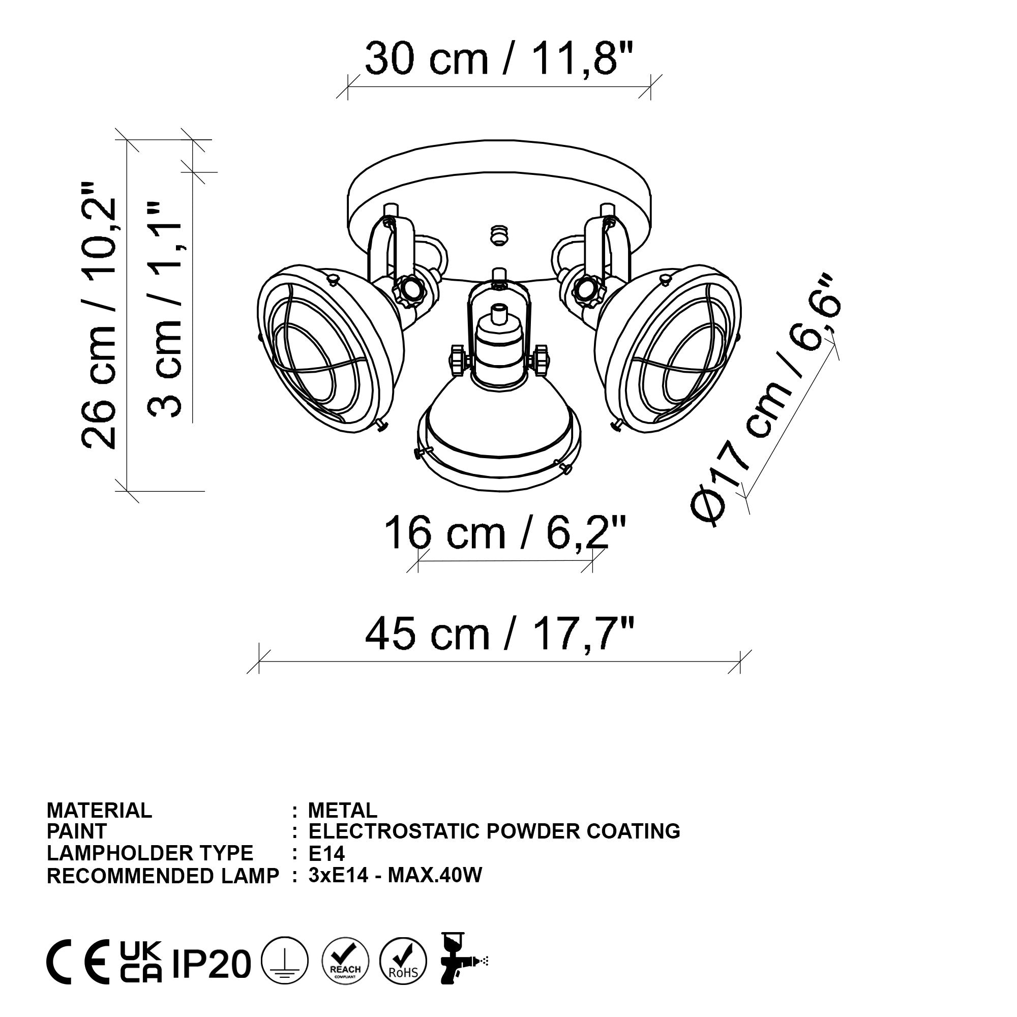Candeeiro de Teto  - Spoly - Preto