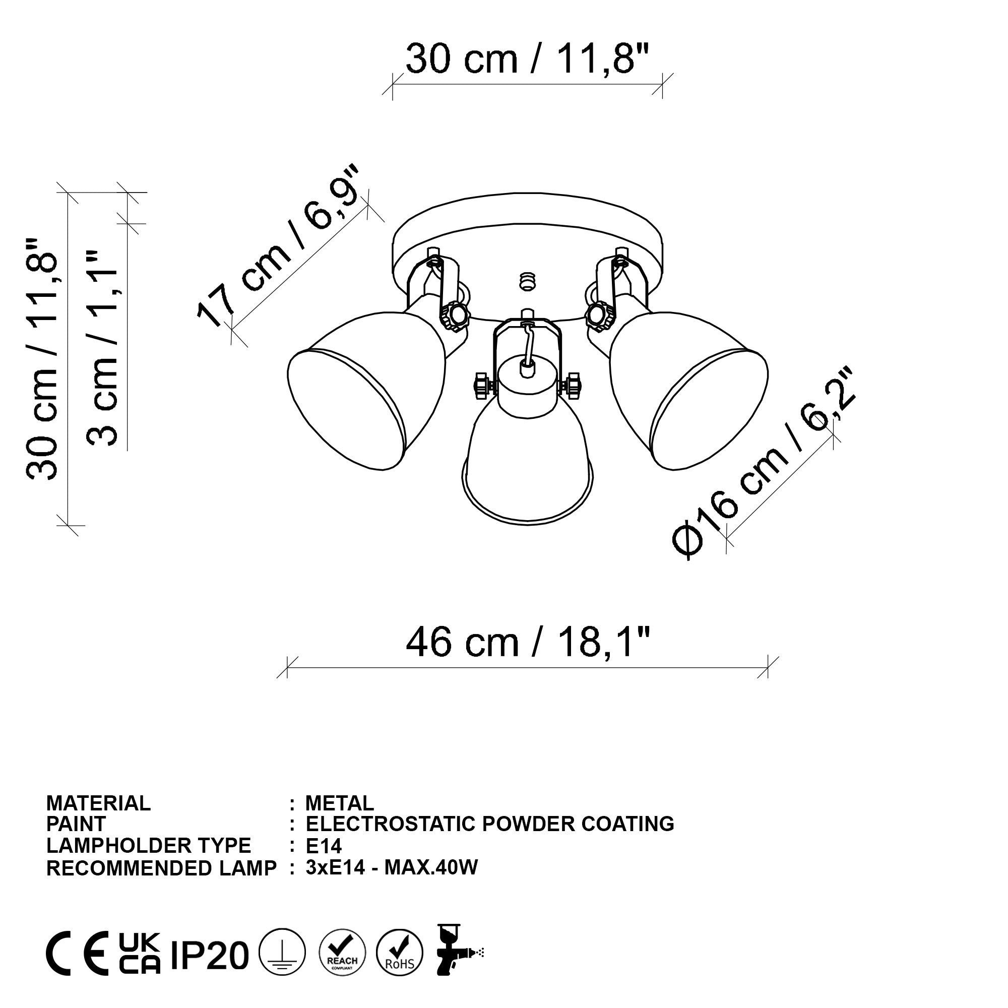 Candeeiro de Teto  - Spotkafası - Ouro