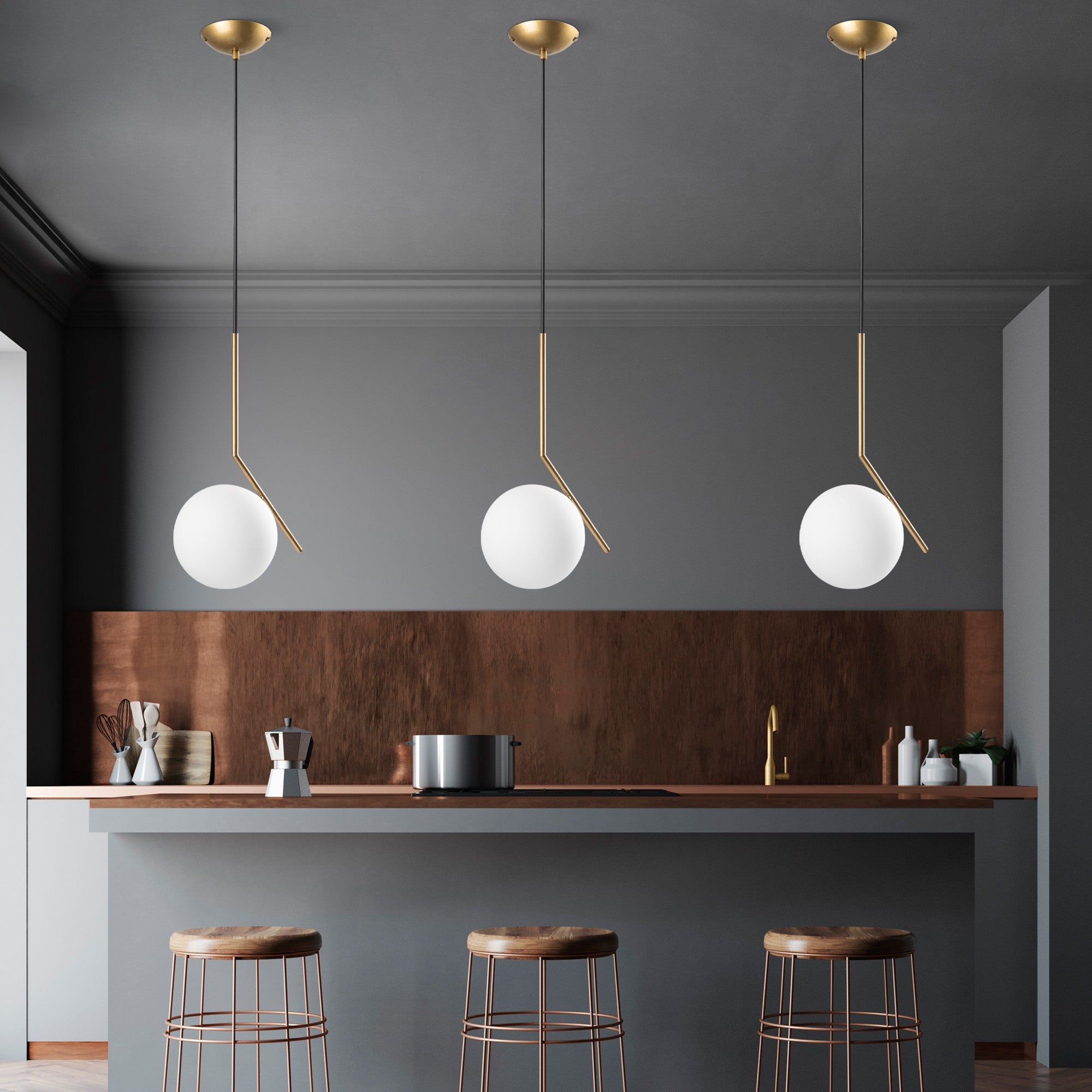 Candeeiro de Teto  - Luminar - Ouro