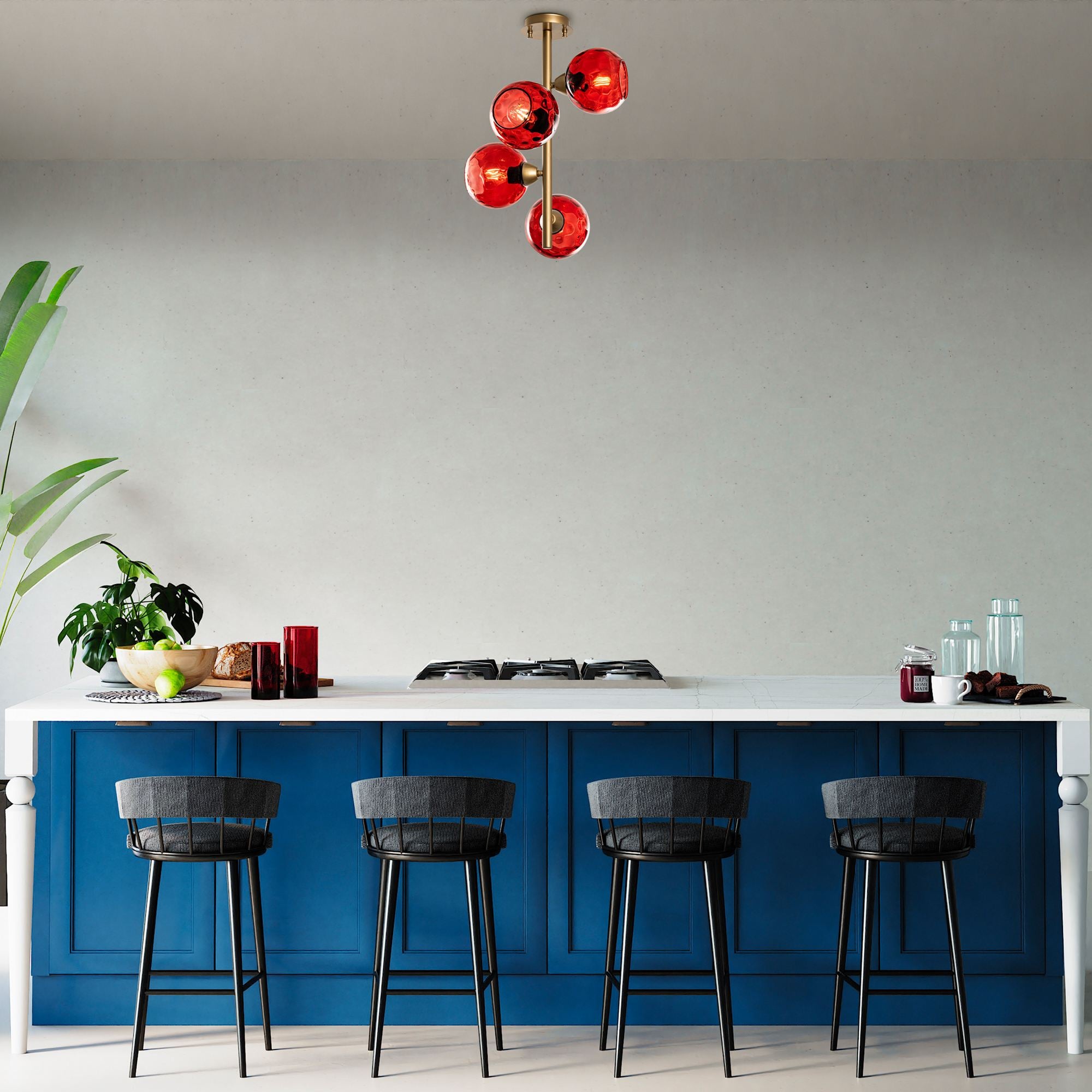 Candeeiro de Teto  - Benek - Vermelho
Dourado