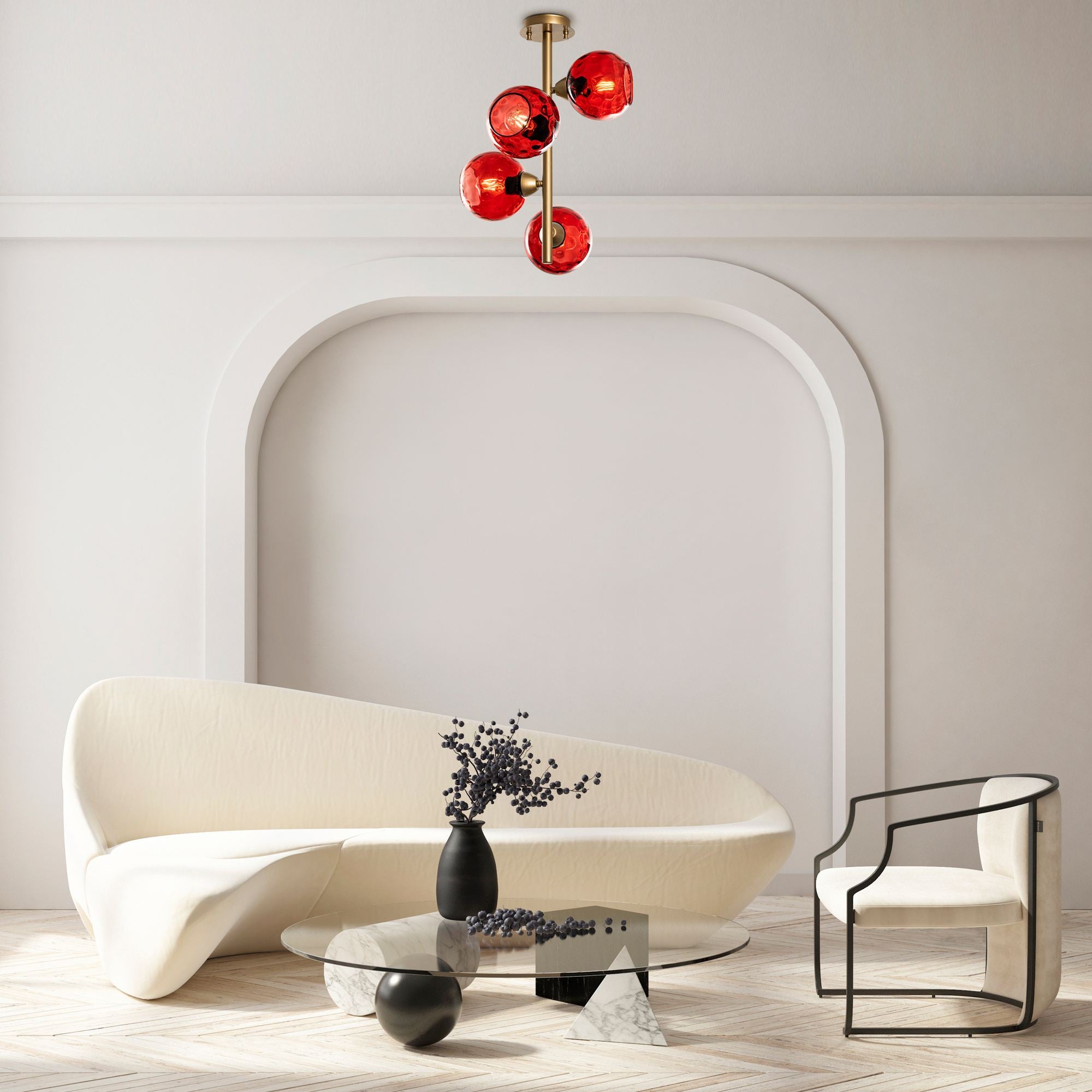 Candeeiro de Teto  - Benek - Vermelho
Dourado