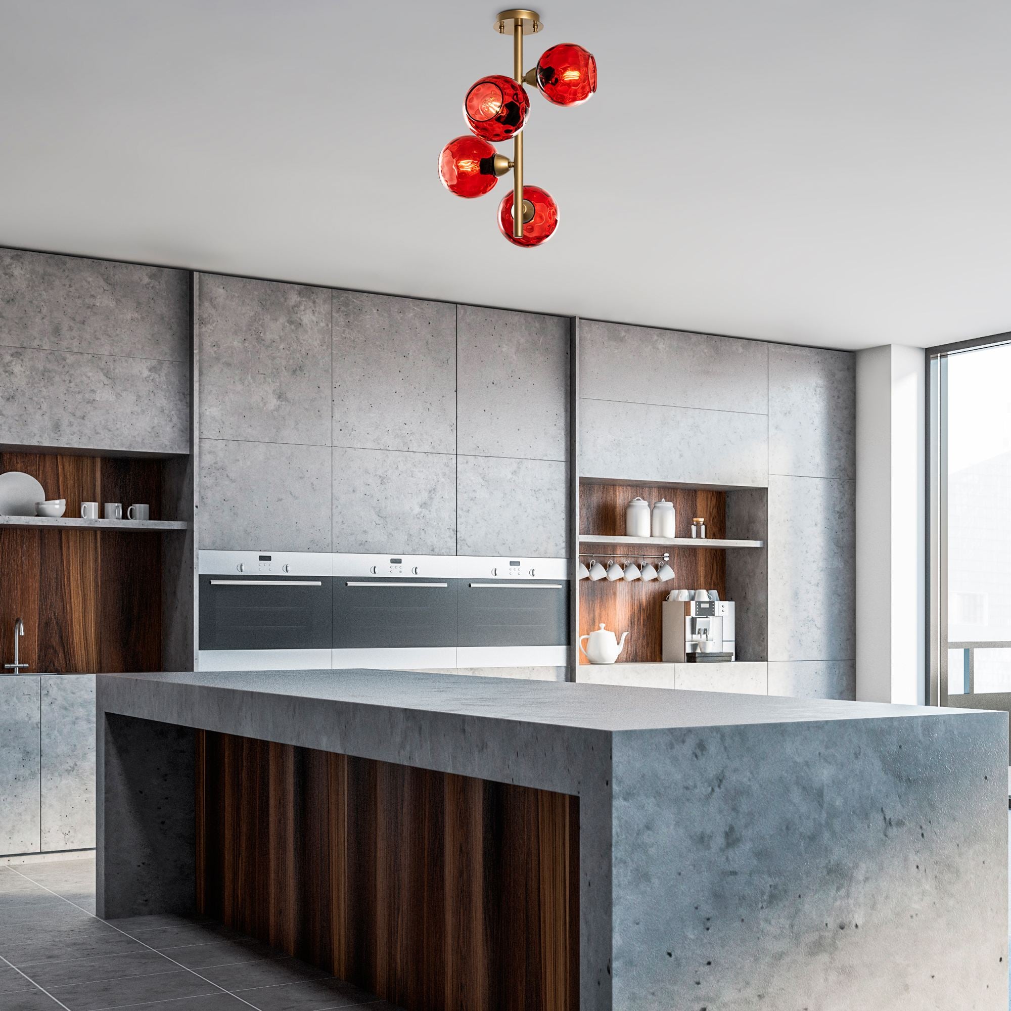 Candeeiro de Teto  - Benek - Vermelho
Dourado