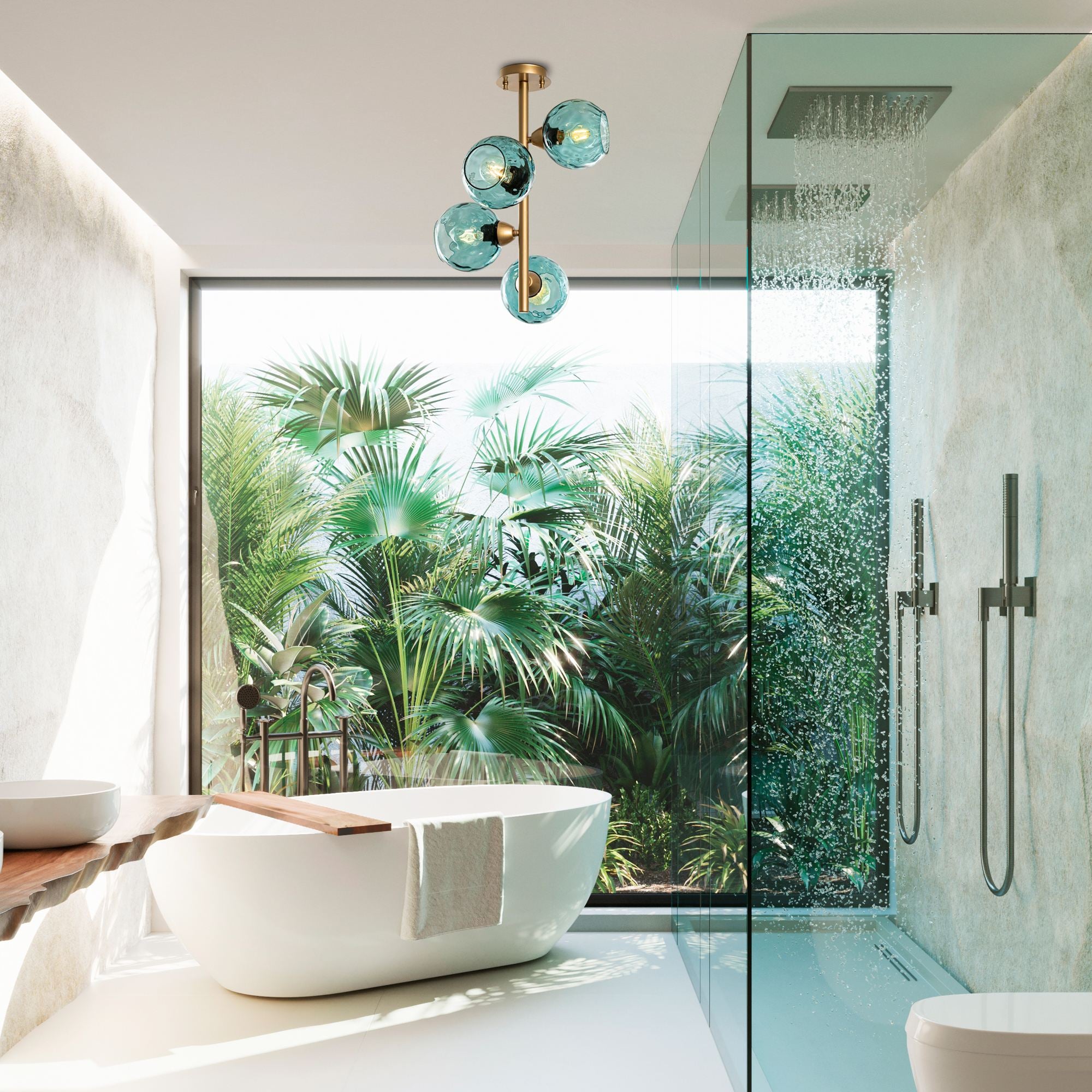 Candeeiro de Teto  - Benek - Azul
Dourado