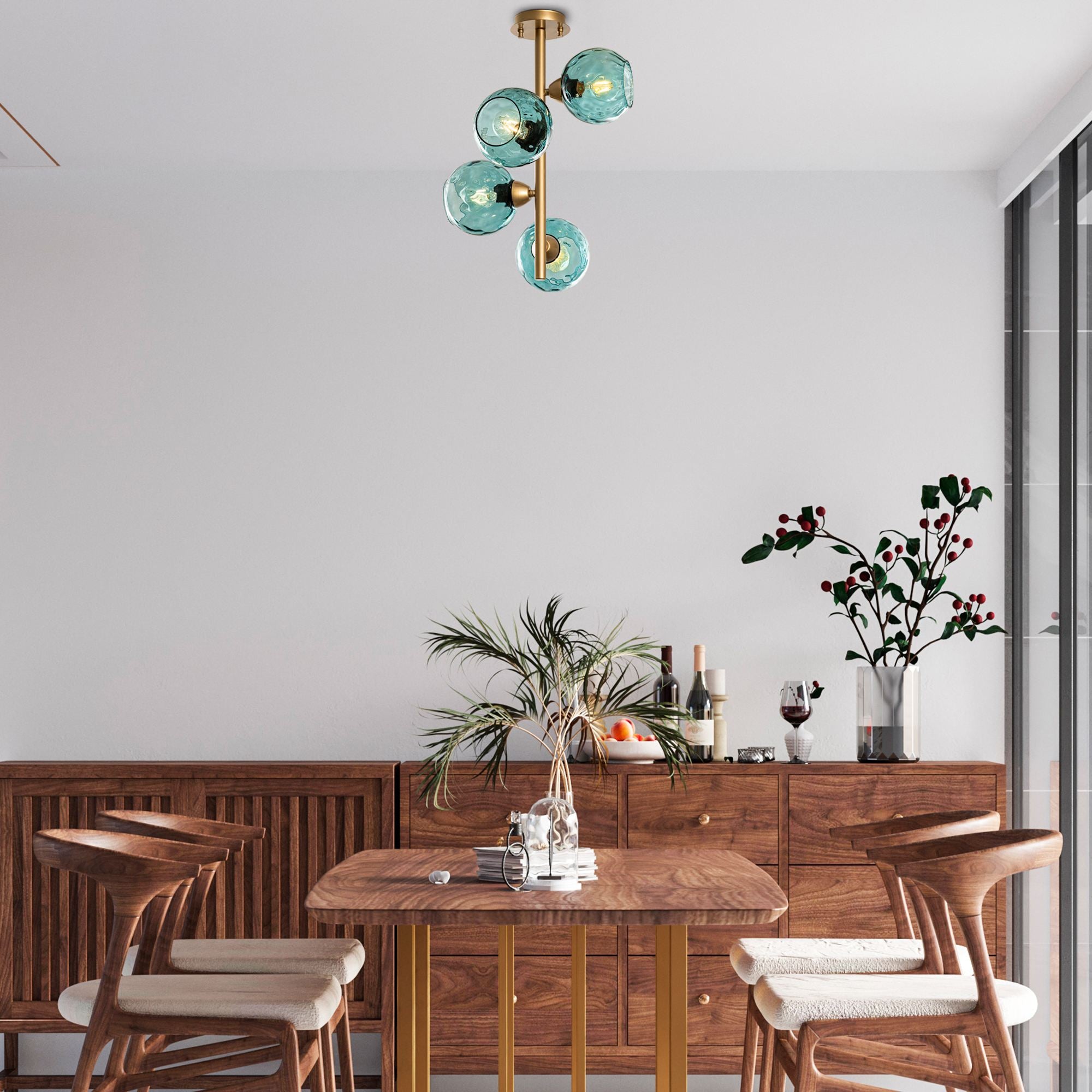 Candeeiro de Teto  - Benek - Azul
Dourado