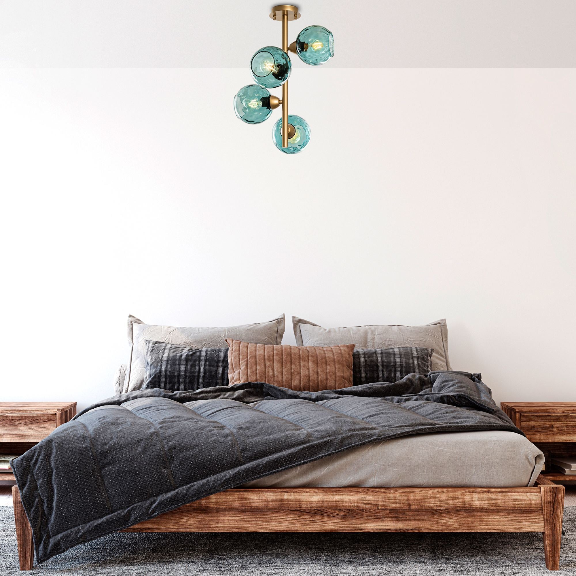 Candeeiro de Teto  - Benek - Azul
Dourado