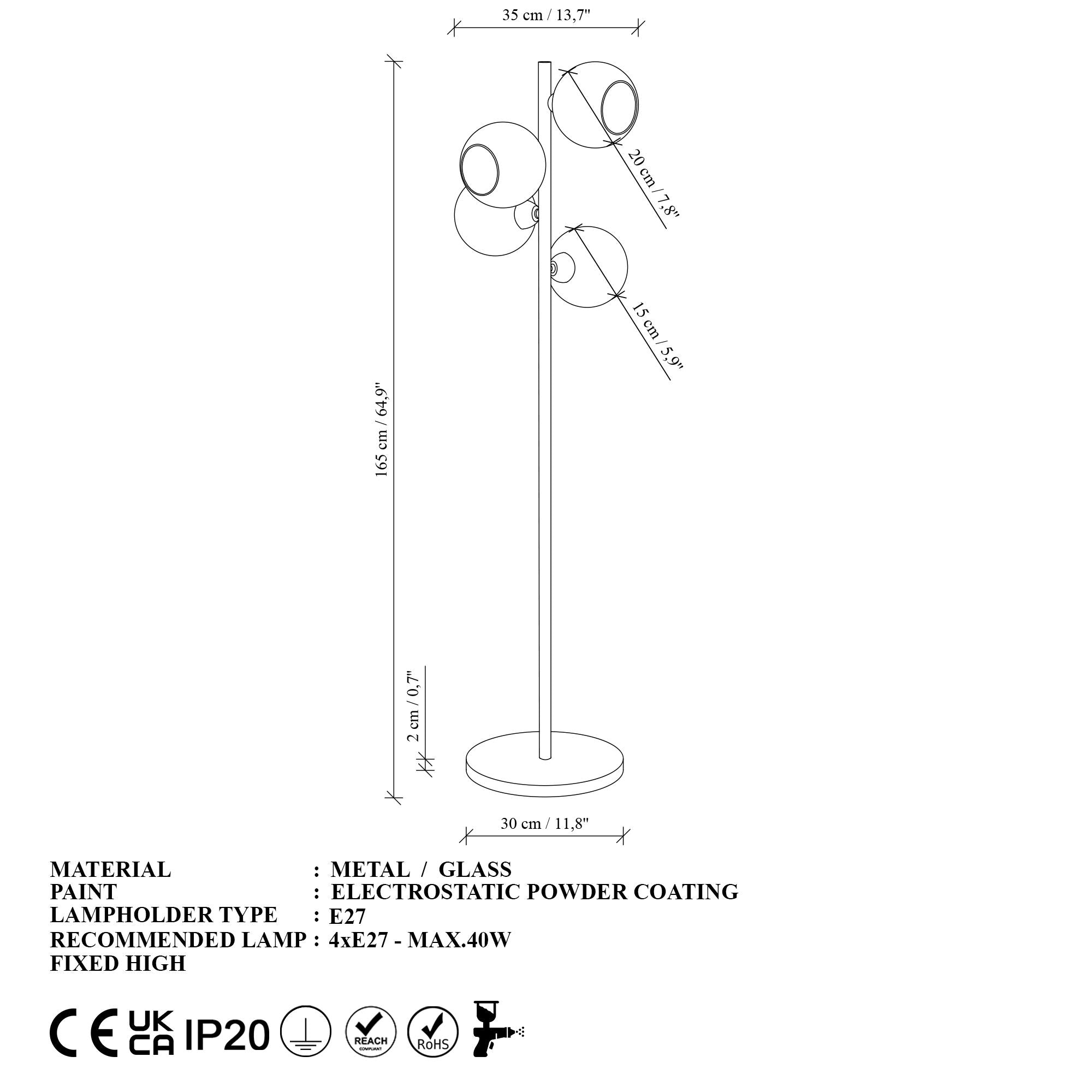 Candeeiro de Pé-Benek-Multicolorido
Preto