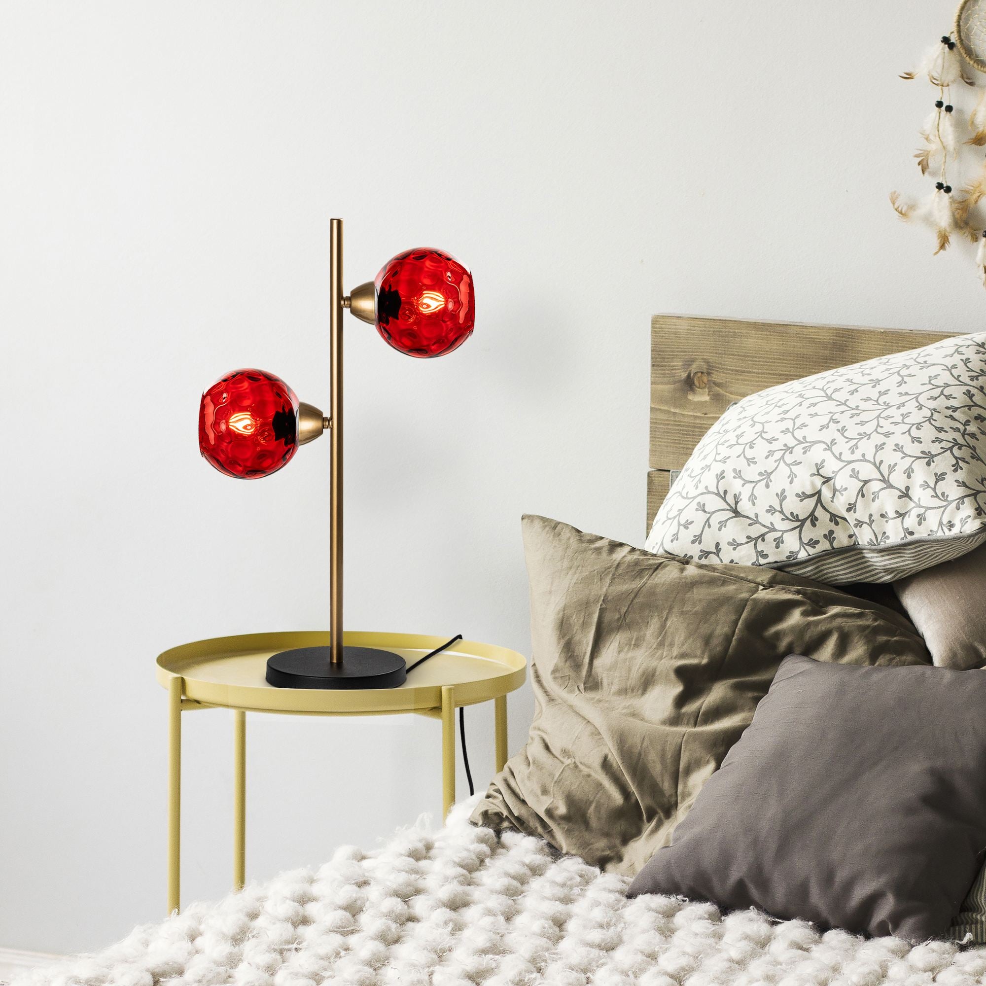 Candeeiro de mesa-Benek-Vermelho
Dourado