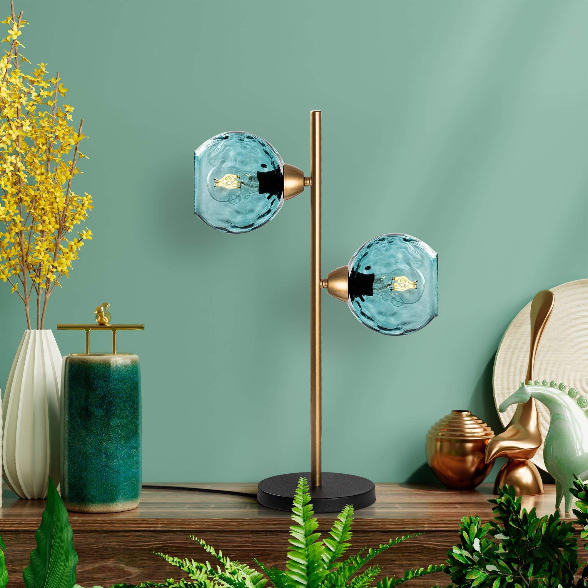 Candeeiro de mesa-Benek-Azul
Dourado