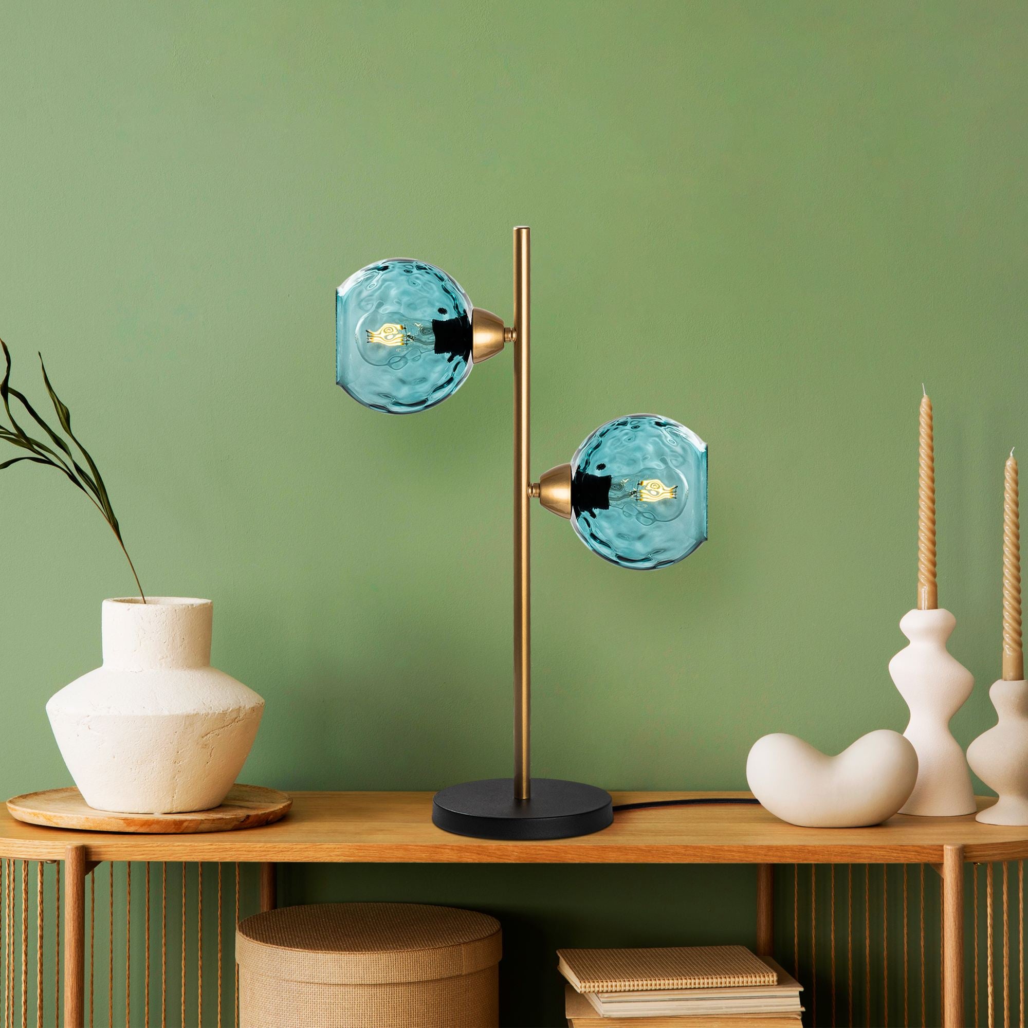Candeeiro de mesa-Benek-Azul
Dourado