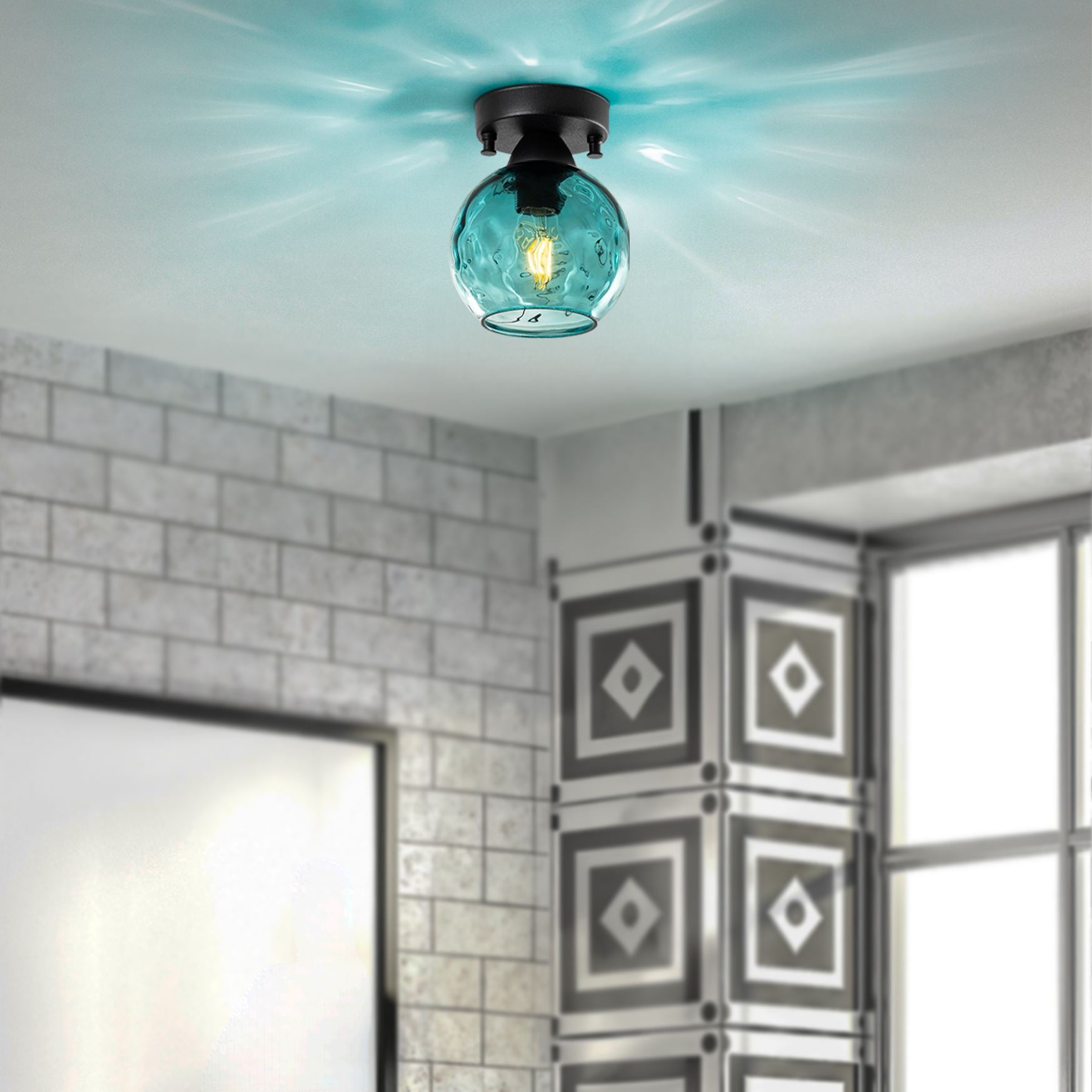 Candeeiro de Teto  - Benek - Azul
Preto