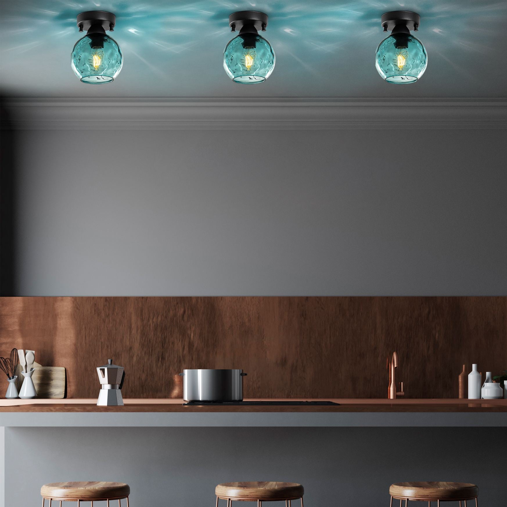 Candeeiro de Teto  - Benek - Azul
Preto