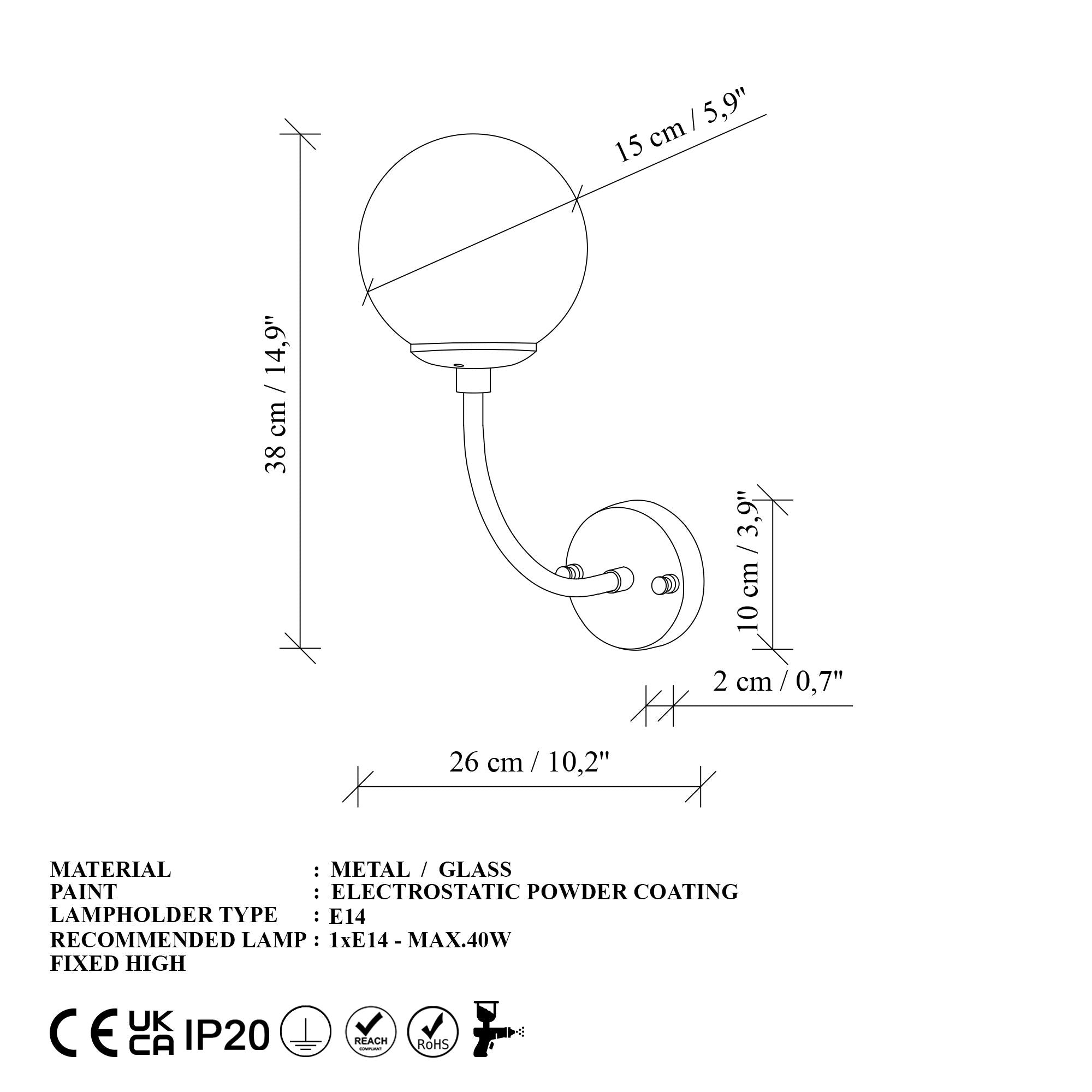 Candeeiro de Parede-Sferıs-Ouro
