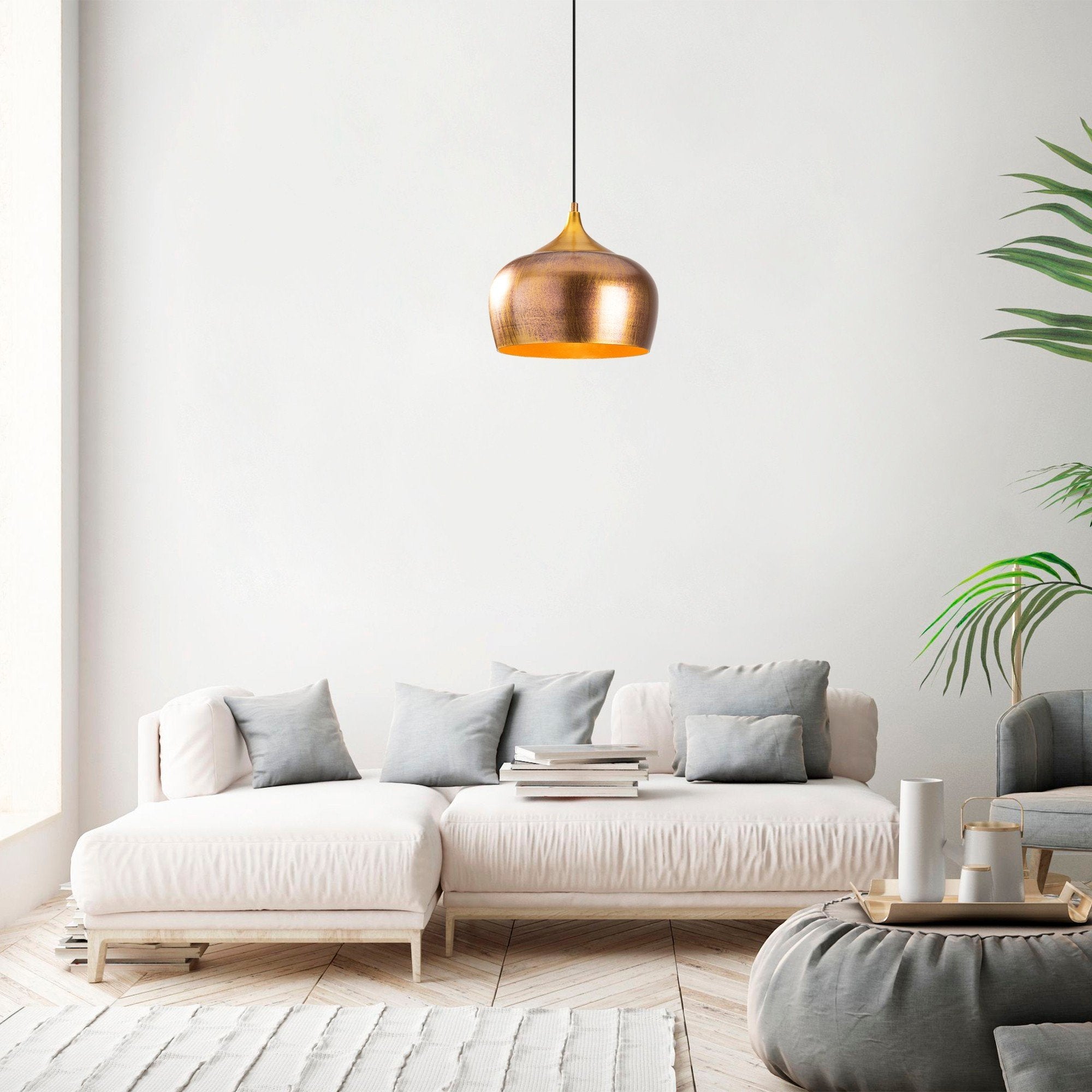 Candeeiro de Teto – 30 x 30 cm – Dourado – Metal