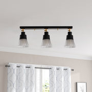 Candeeiro de Teto Escandinavo, Corpo em Metal Preto, Base de Madeira, 62 cm de Diâmetro, 22 cm de Altura | 3 Soquetes E27, Design Elegante para Espaços Modernos