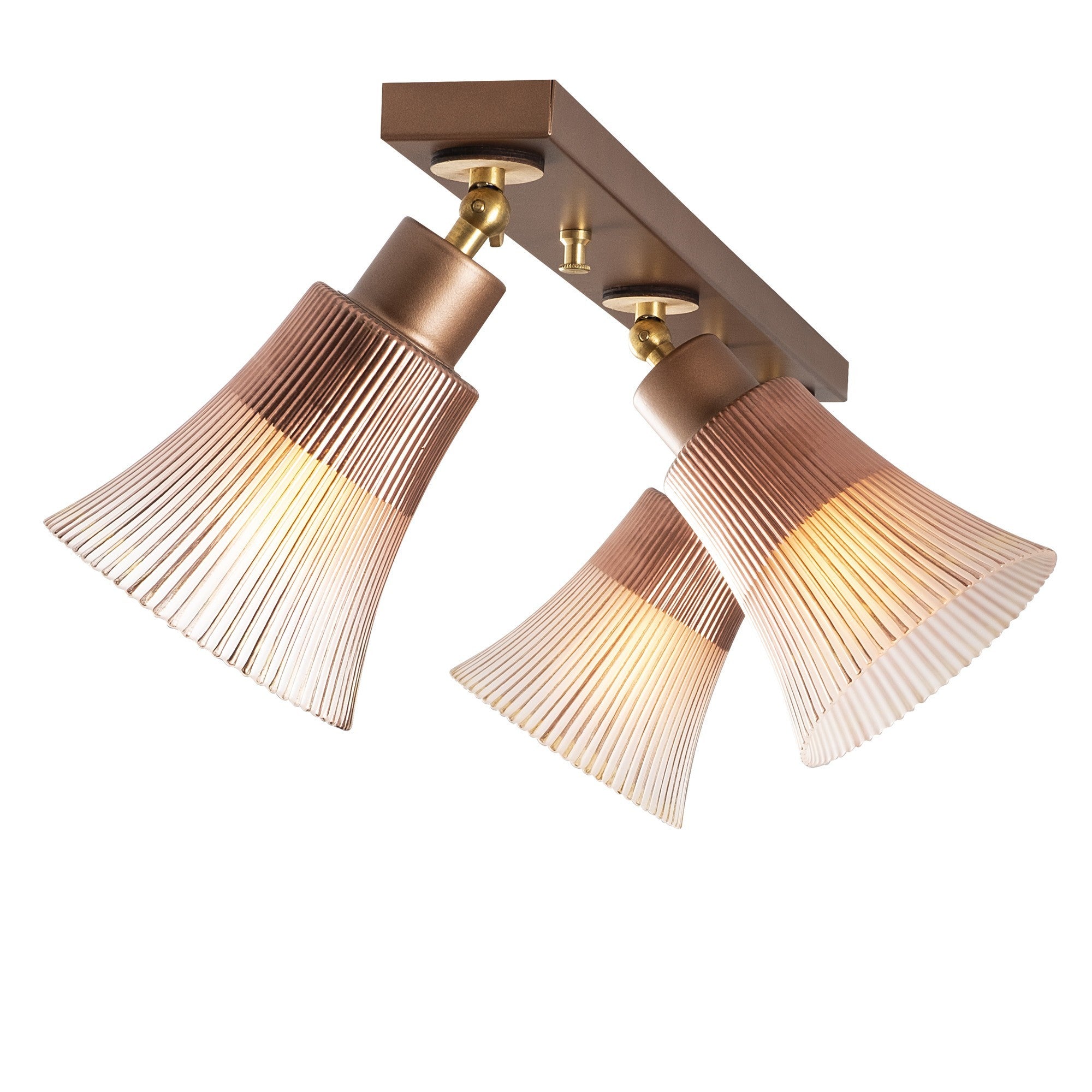 Candeeiro de Teto elegante de cobre, corpo de metal e base de madeira, 62 cm de diâmetro, 22 cm de altura | 3 soquetes E27, design escandinavo moderno para espaços glamorosos