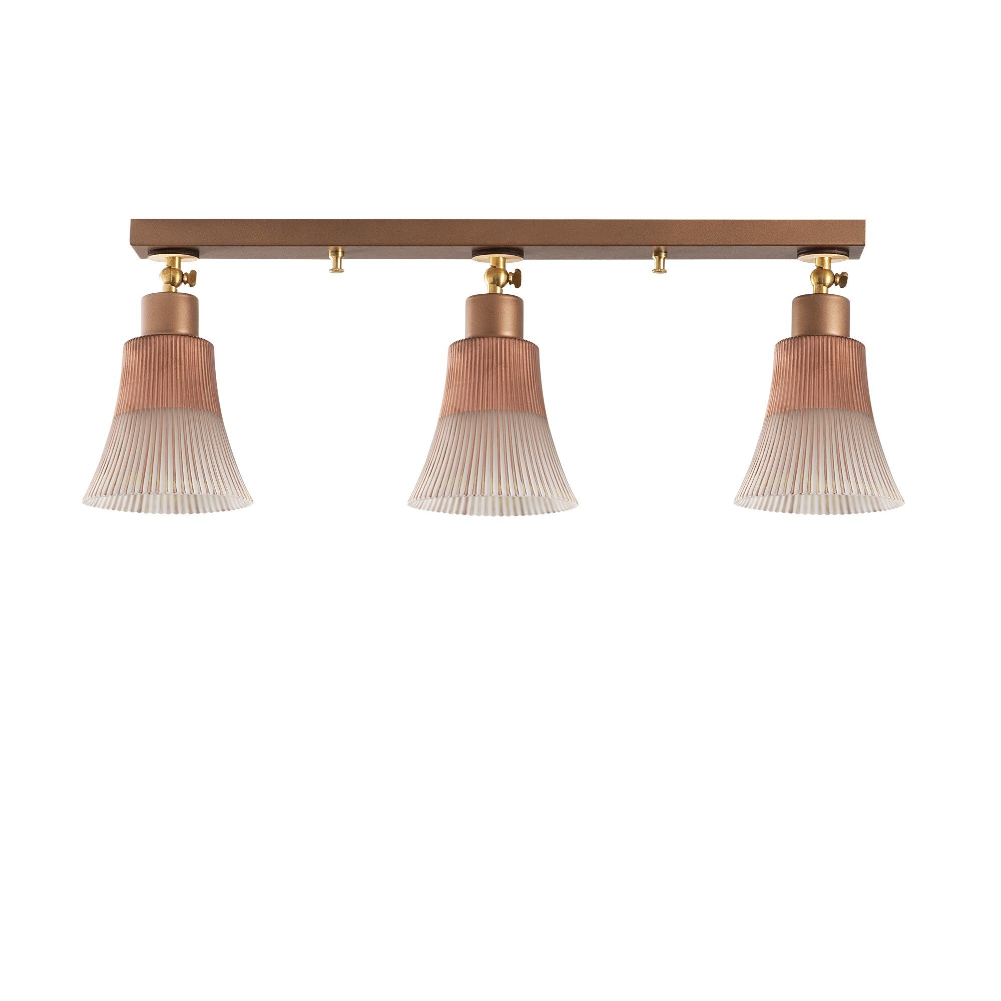 Candeeiro de Teto elegante de cobre, corpo de metal e base de madeira, 62 cm de diâmetro, 22 cm de altura | 3 soquetes E27, design escandinavo moderno para espaços glamorosos