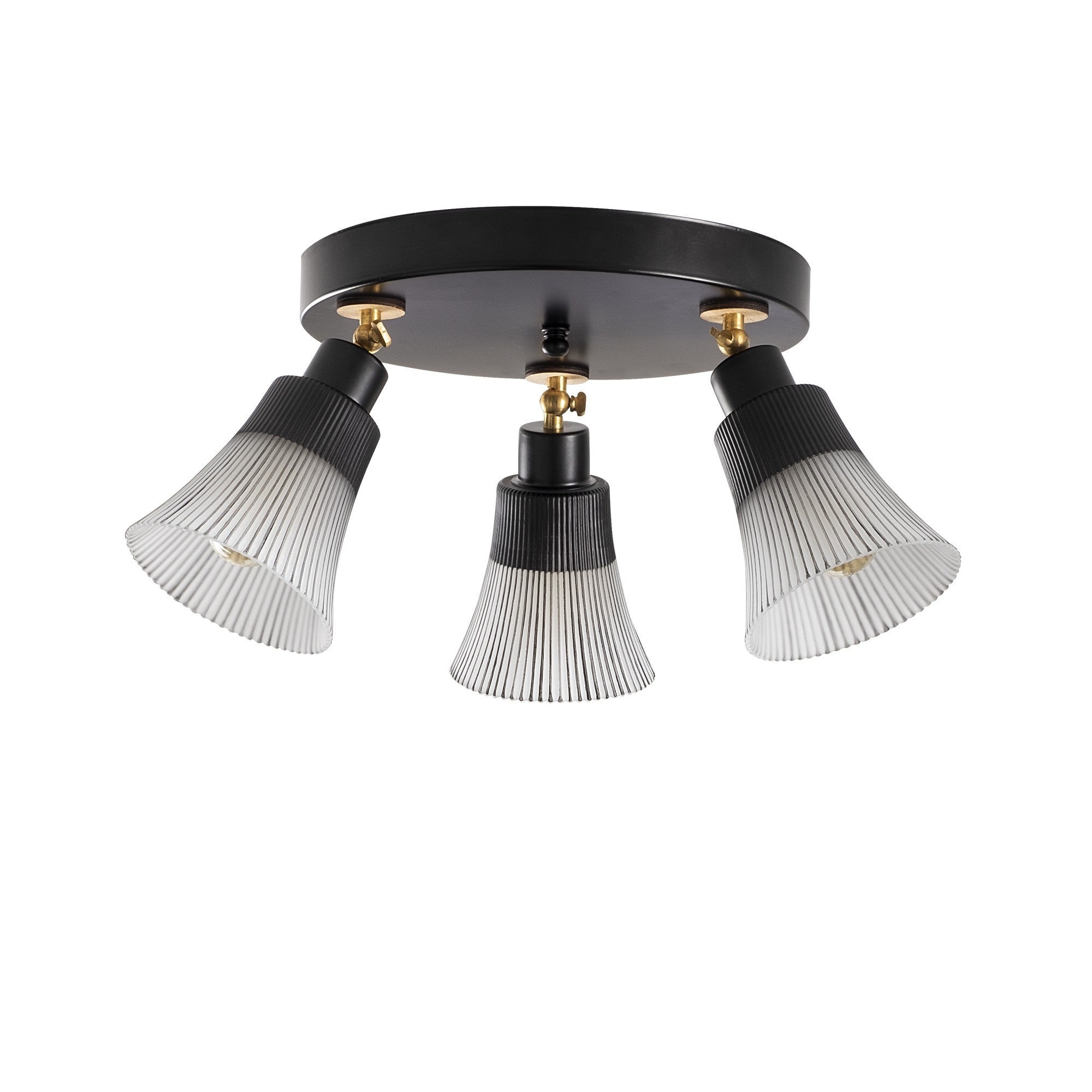 Candeeiro de Teto Industrial Moderno, Corpo em Metal Preto e Base em Madeira, 48 cm de Diâmetro, 23 cm de Altura | 3 Soquetes E27, Design Escandinavo Elegante para Casa e Escritório