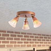 Candeeiro de Teto moderno de cobre, 48 cm de diâmetro, corpo de metal e base de madeira, 3 x E27 máx. 40 W, design escandinavo elegante para iluminação residencial e de escritório