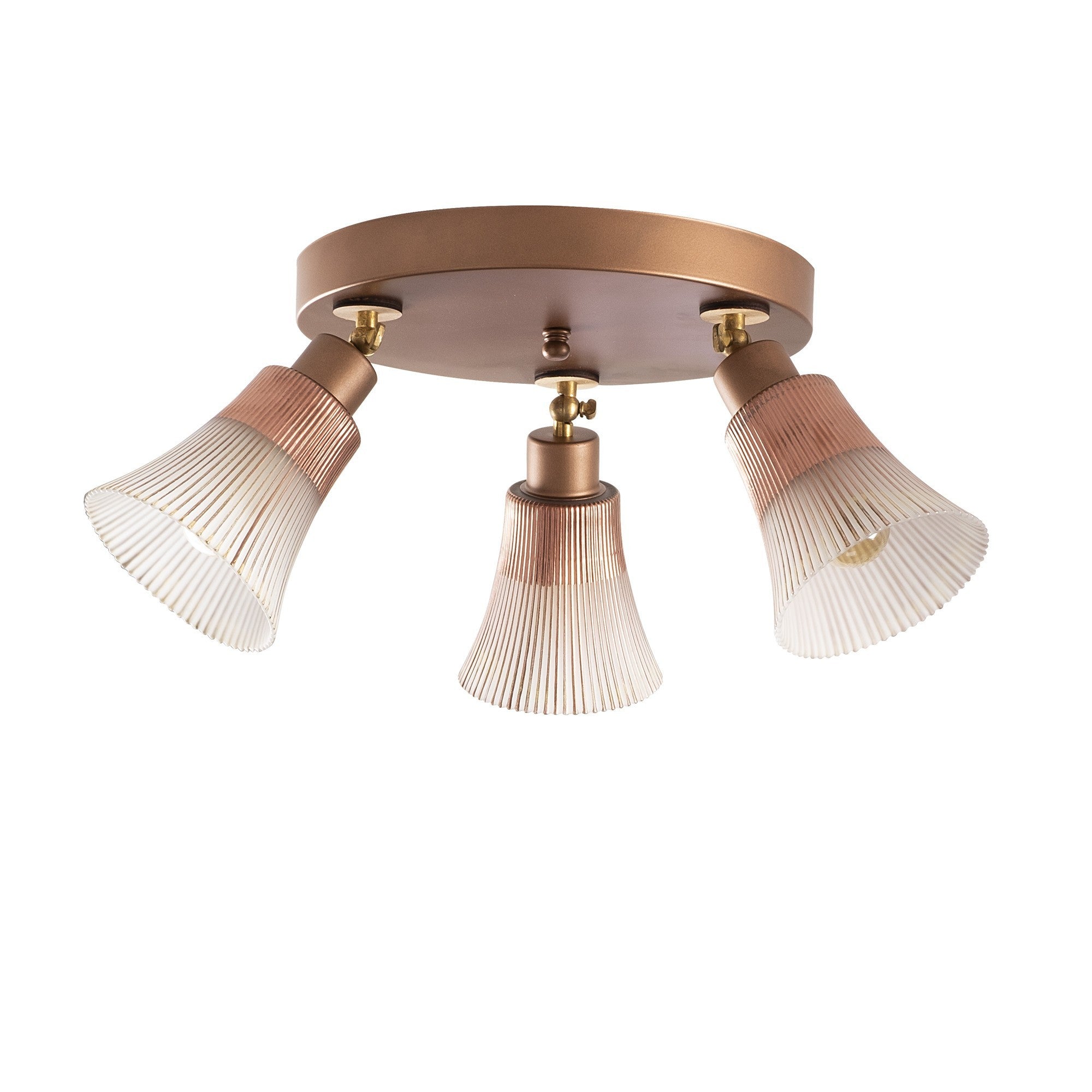 Candeeiro de Teto moderno de cobre, 48 cm de diâmetro, corpo de metal e base de madeira, 3 x E27 máx. 40 W, design escandinavo elegante para iluminação residencial e de escritório