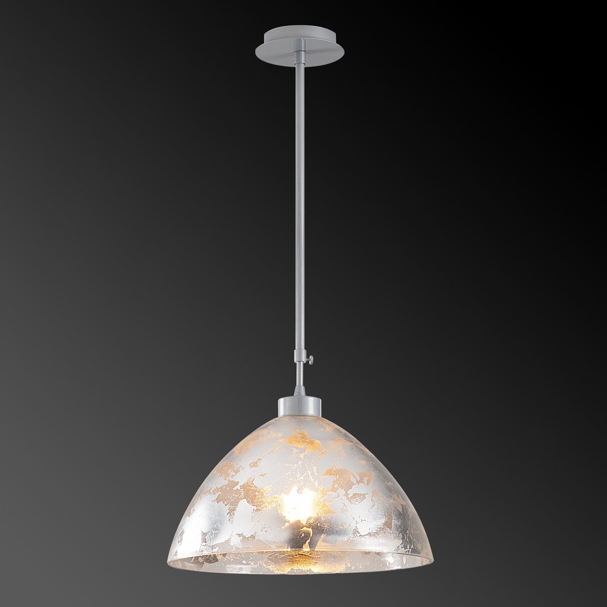 Candeeiro de Teto elegante do sudoeste, corpo de metal, acabamento prateado, 34 cm de diâmetro, 85 cm de altura | Soquete E27, máx. 40 W | Iluminação elegante para espaços modernos