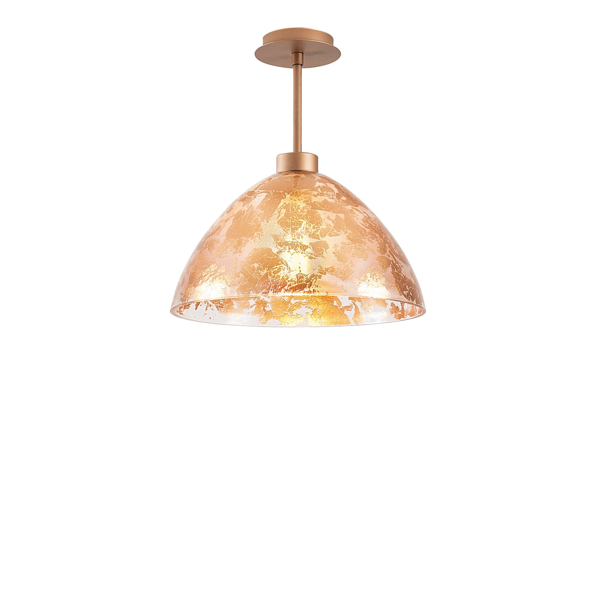 Candeeiro de Teto Barroco Elegante, Acabamento em Cobre, 34 cm de Diâmetro, 37 cm de Altura | Corpo em Metal, Tampa de Vidro, Soquete E27, Máx. 40 W | Iluminação Glamourosa para Decoração de Casa