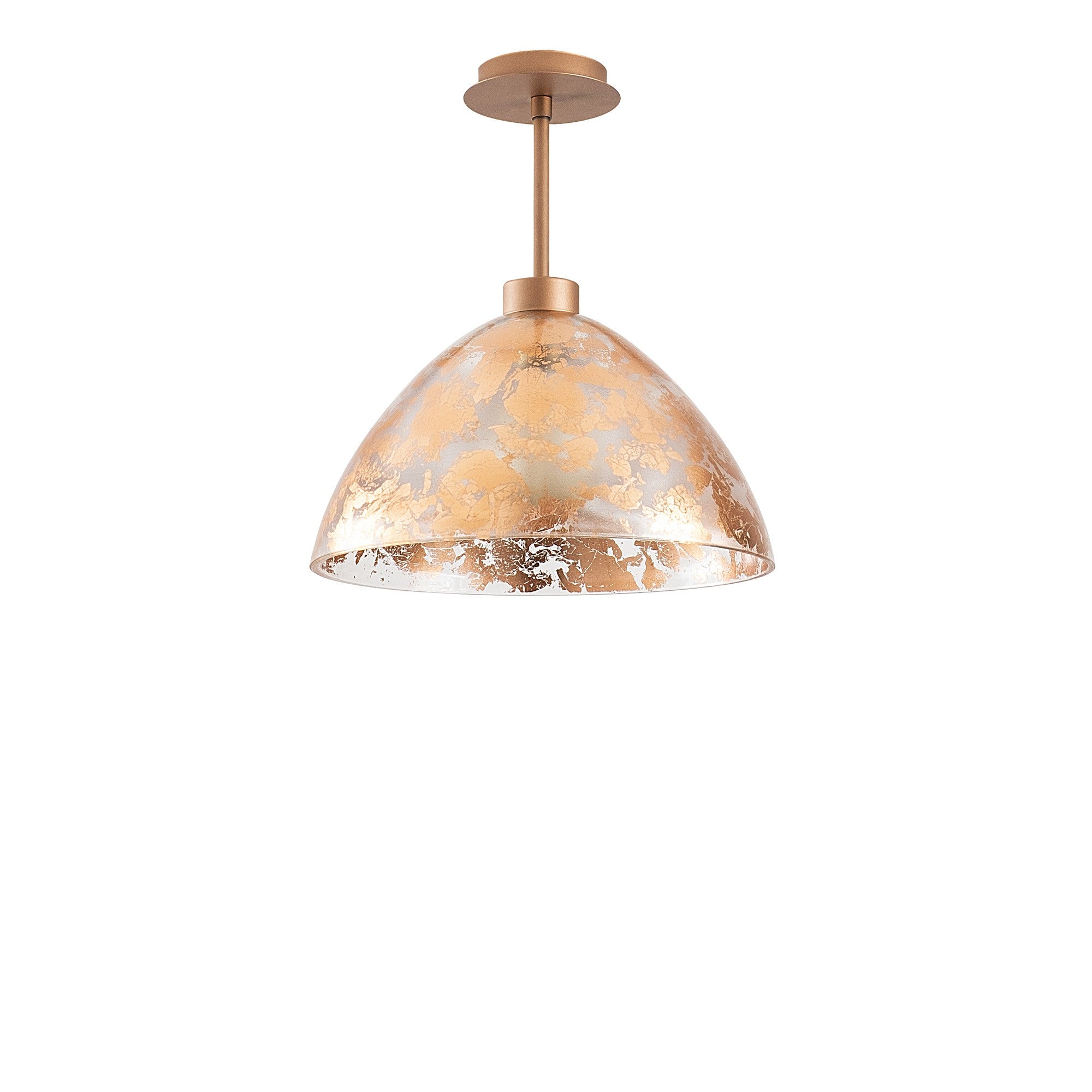 Candeeiro de Teto Barroco Elegante, Acabamento em Cobre, 34 cm de Diâmetro, 37 cm de Altura | Corpo em Metal, Tampa de Vidro, Soquete E27, Máx. 40 W | Iluminação Glamourosa para Decoração de Casa